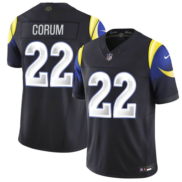 Men's Blake Corum #22 Los Angeles Rams Dri-FIT Rivalries Collection Limited Jersey-Navy