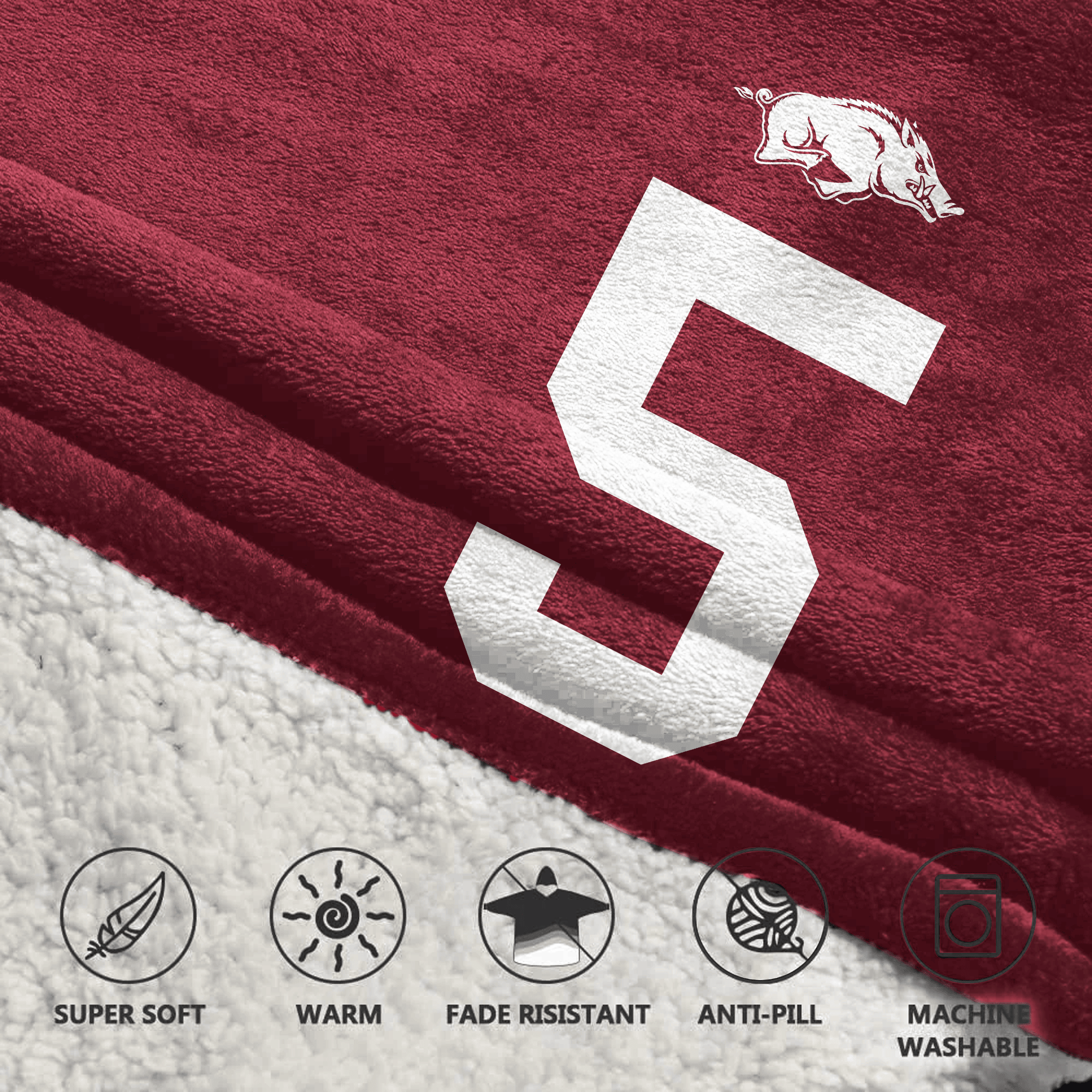 Kid #5 Arkansas Football Unisex Blanket Hoodie