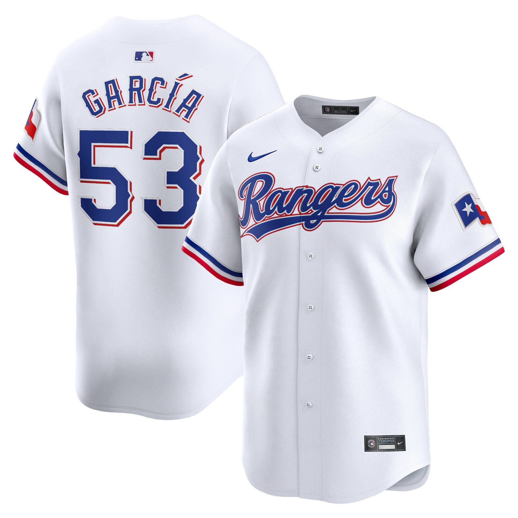 Men's Texas Rangers #53 Adolis Garcia  White Home Limited Player Jersey