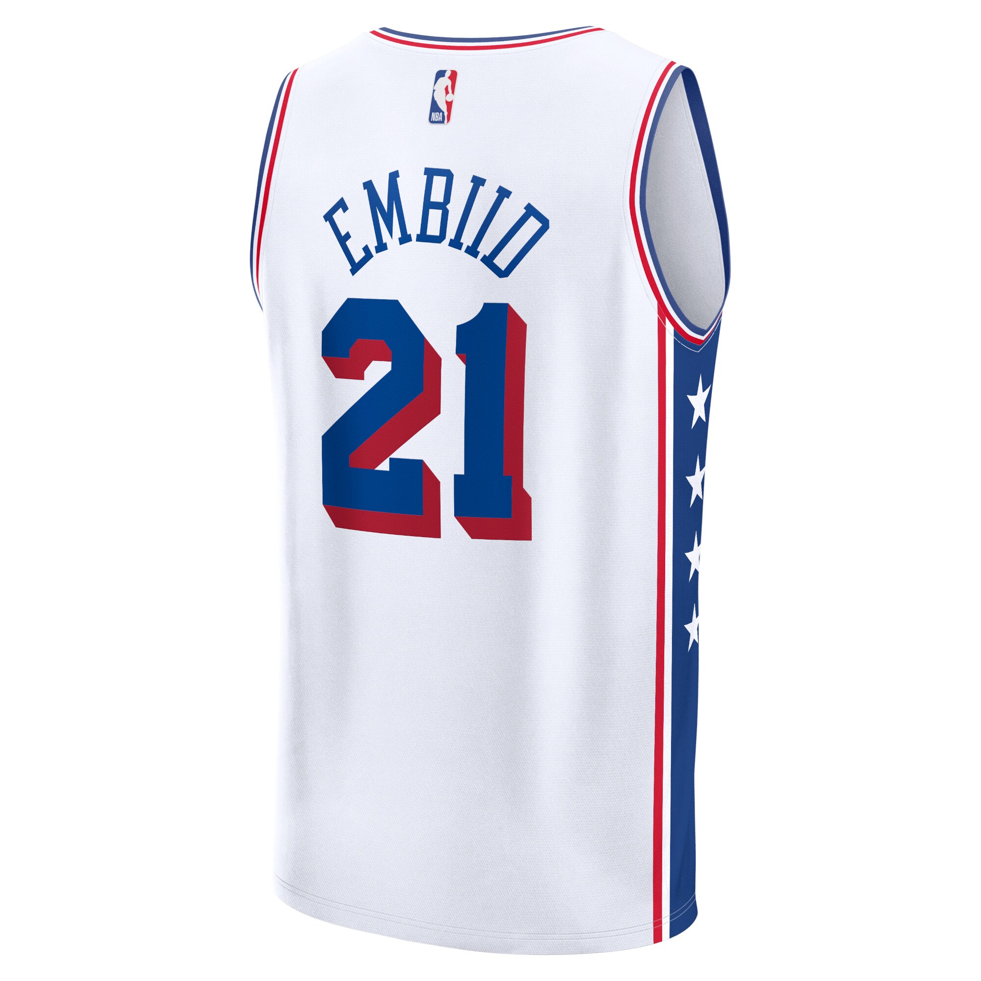 Men's Philadelphia 76ers Joel Embiid  White 2023/24 Fast Break Replica Jersey - Association Edition