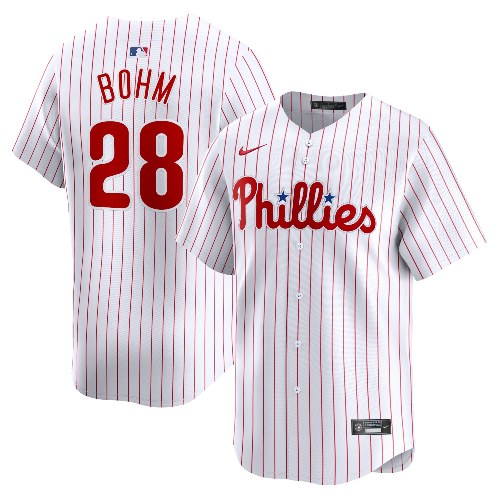 Men's Philadelphia Phillies #28 Alec Bohm  White Home Limited Player Jersey