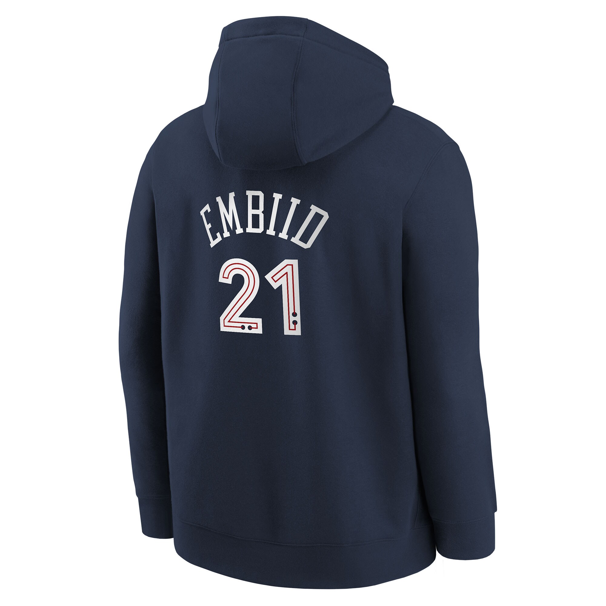 Youth Philadelphia 76ers Joel Embiid  Navy 2023/24 City Edition Name & Number Pullover Hoodie