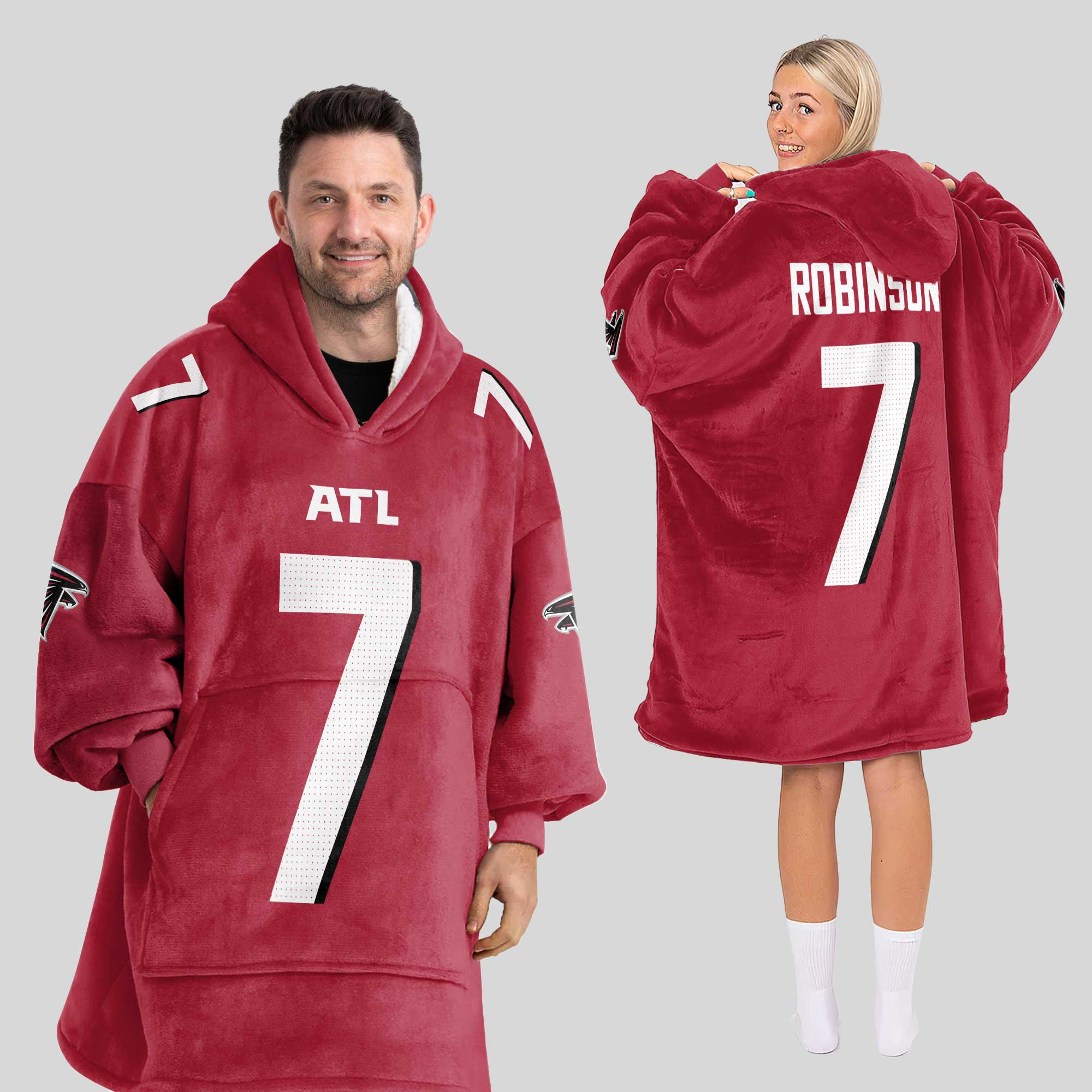 Adult 7 Atlanta Football Unisex Blanket Hoodie
