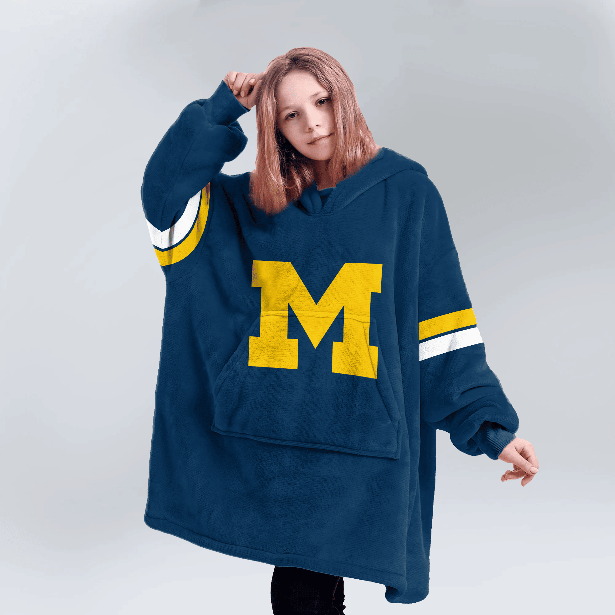 Kid 1 Michigan Football Unisex Blanket Hoodie