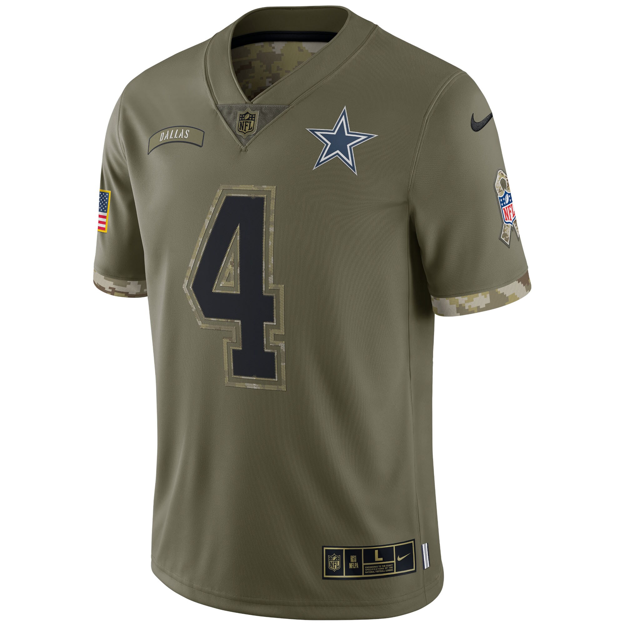 Dak Prescott Dallas Cowboys  2022 Salute To Service Limited Jersey - Olive