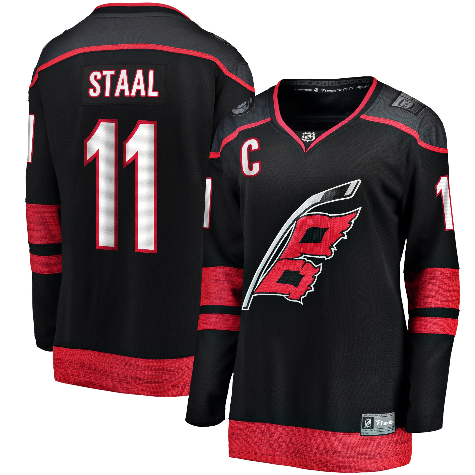 Staal Carolina Hurricanes Women's Home Captain Patch Breakaway Player Jersey - Black