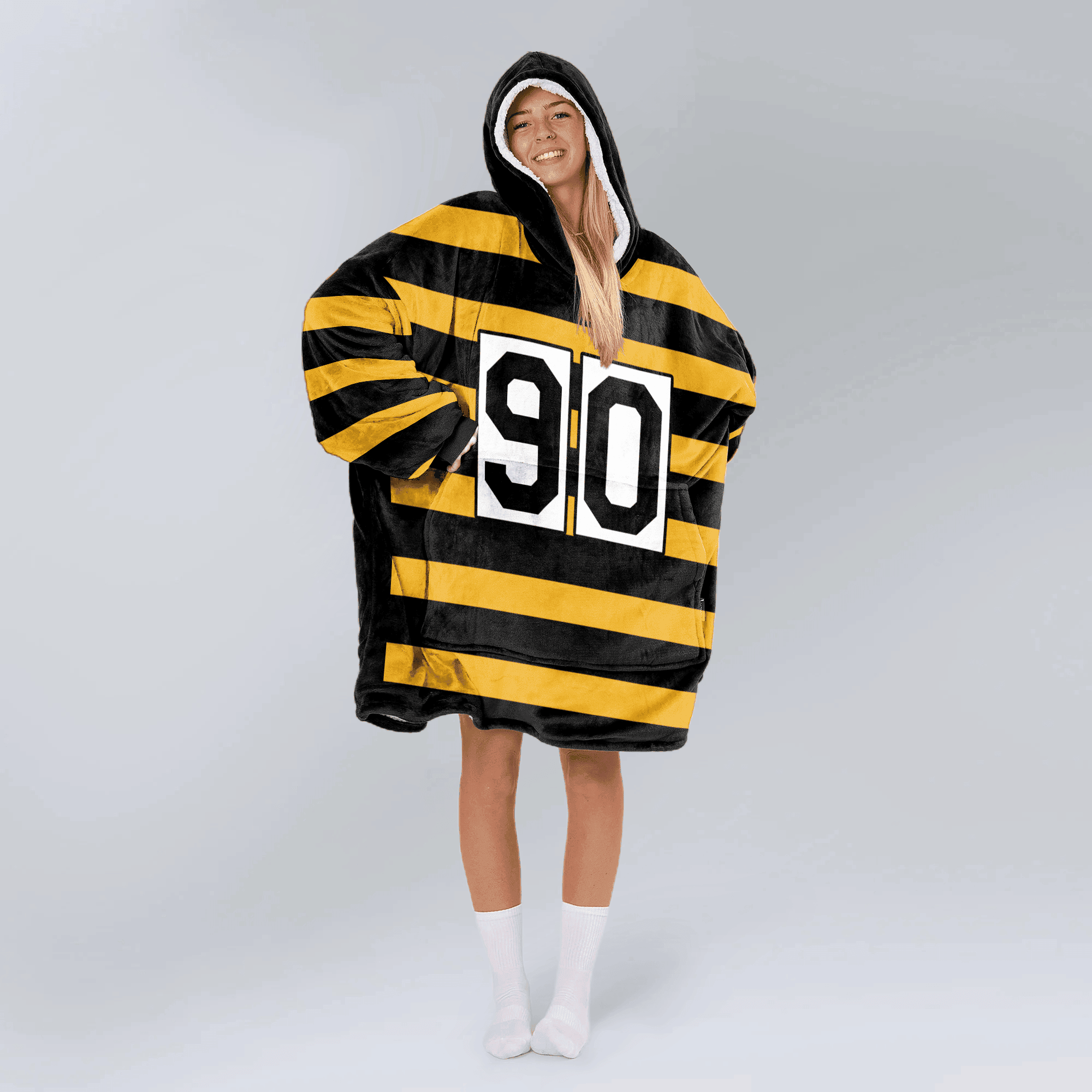 Adult 90 Pittsburgh Football Throwback Unisex Blanket Hoodie