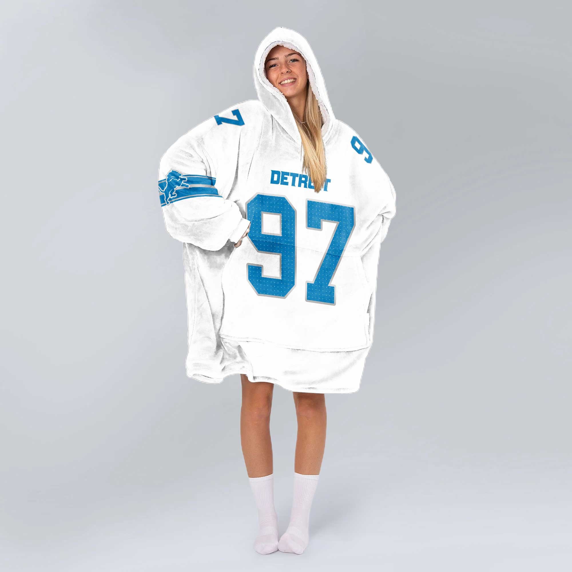Adult 97 Detroit Football Unisex Blanket Hoodie