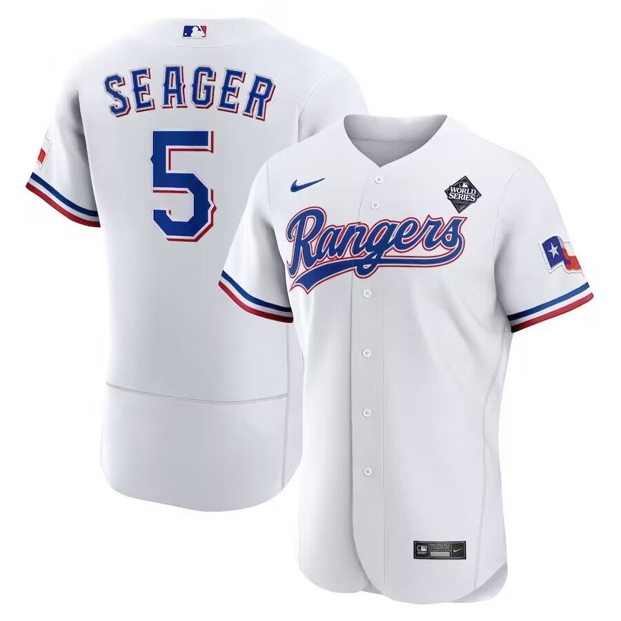 Men's #5 Corey Seager Texas Rangers  2023 World Series Player White Jersey