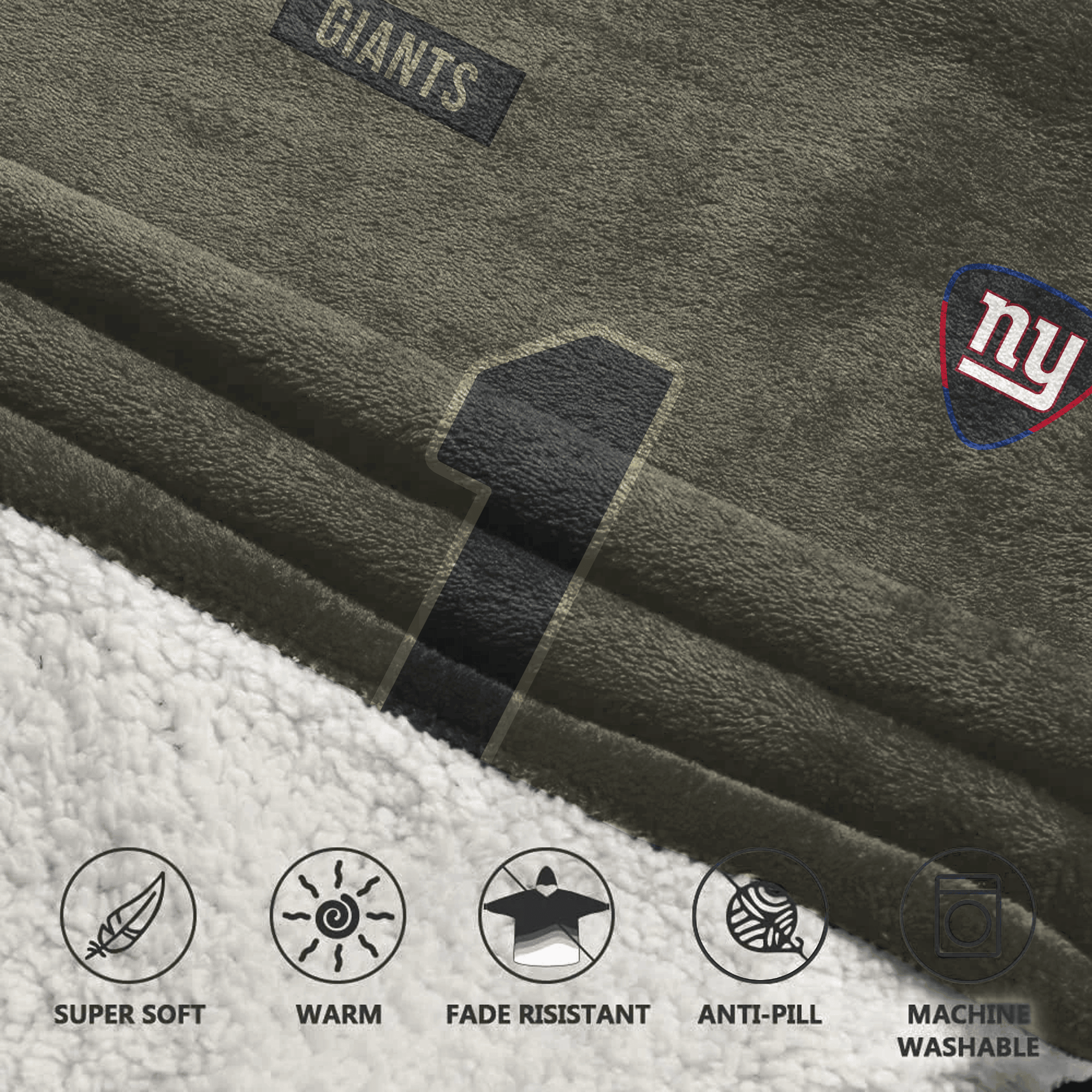 Kid M.N 1 New York G Football Blanket Hoodie – Olive Salute to Service