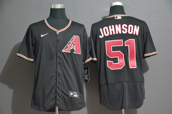 Men's Arizona Diamondbacks #51 Randy Johnson Black Stitched  MLB Flex Base Jersey