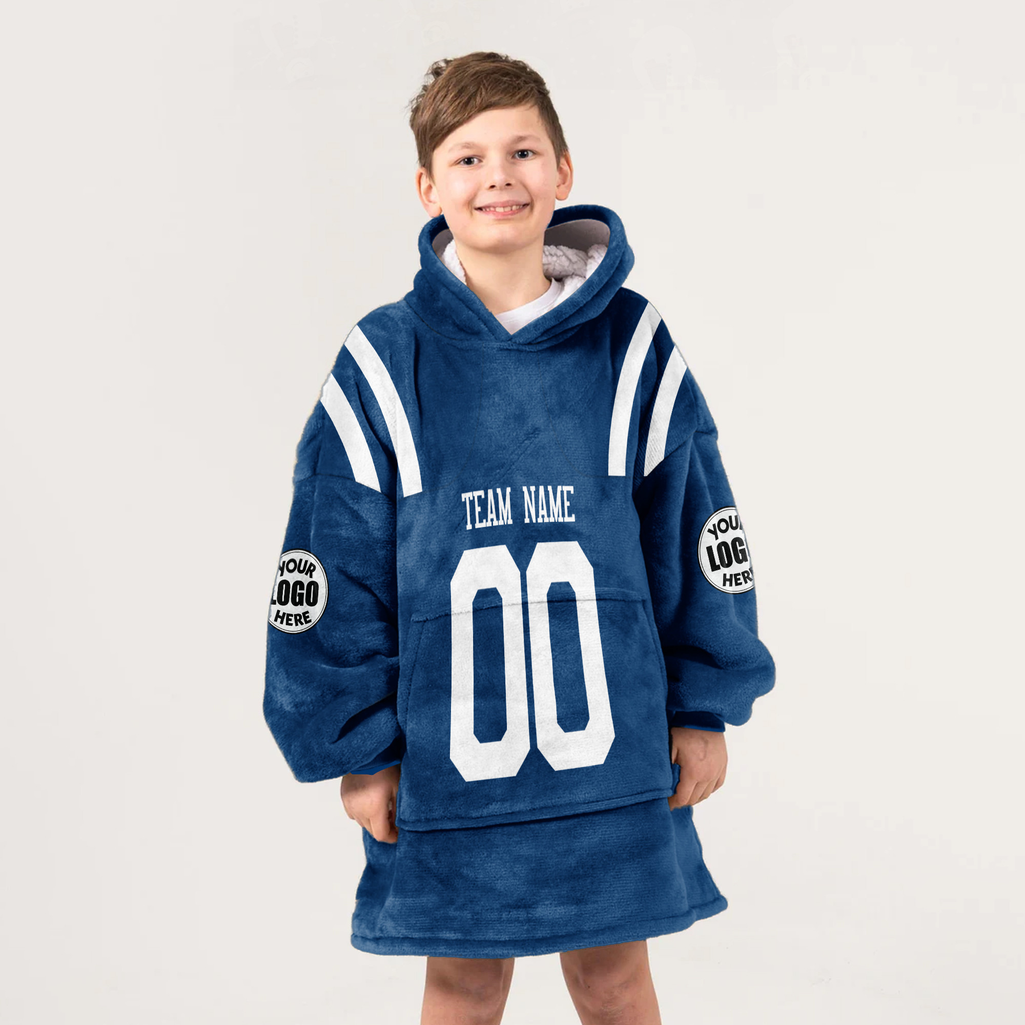 Adult Custom Blanket Hoodie Indianapolis Inspired Color