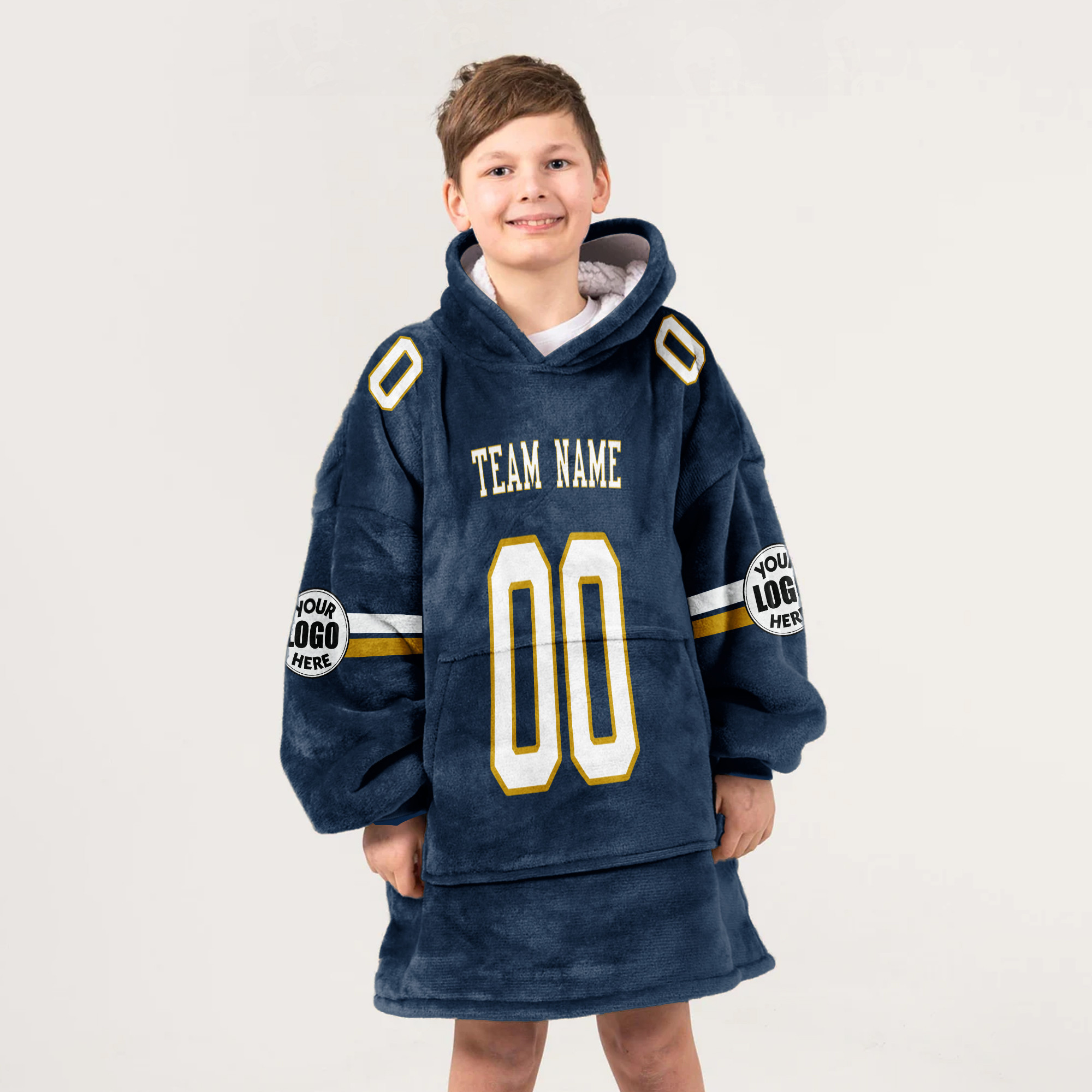 Adult Custom Blanket Hoodie Notre Dame Inspired Color
