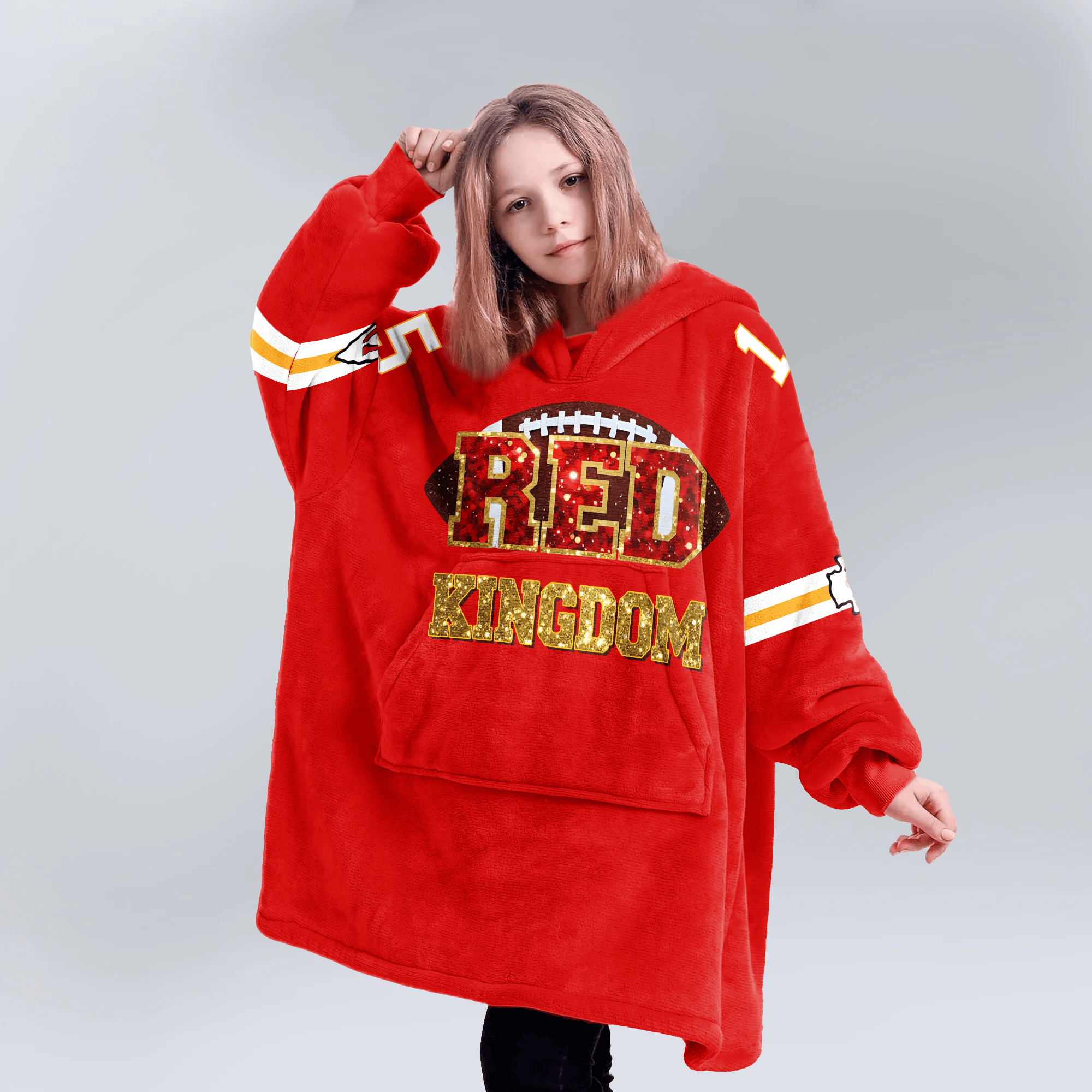 Red Kingdom Kansas City Football Unisex Blanket Hoodie