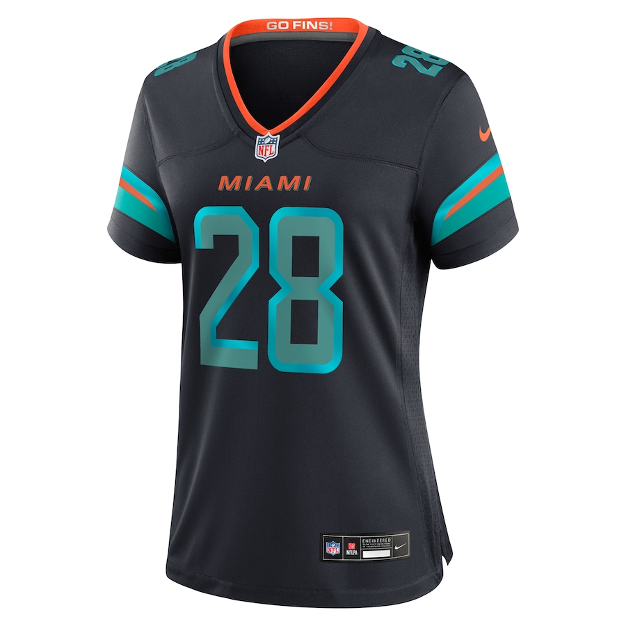 De’Von Achane #28 Miami Dolphins Women's 2025 Rivalries Collection Game Jersey - Pitch Blue