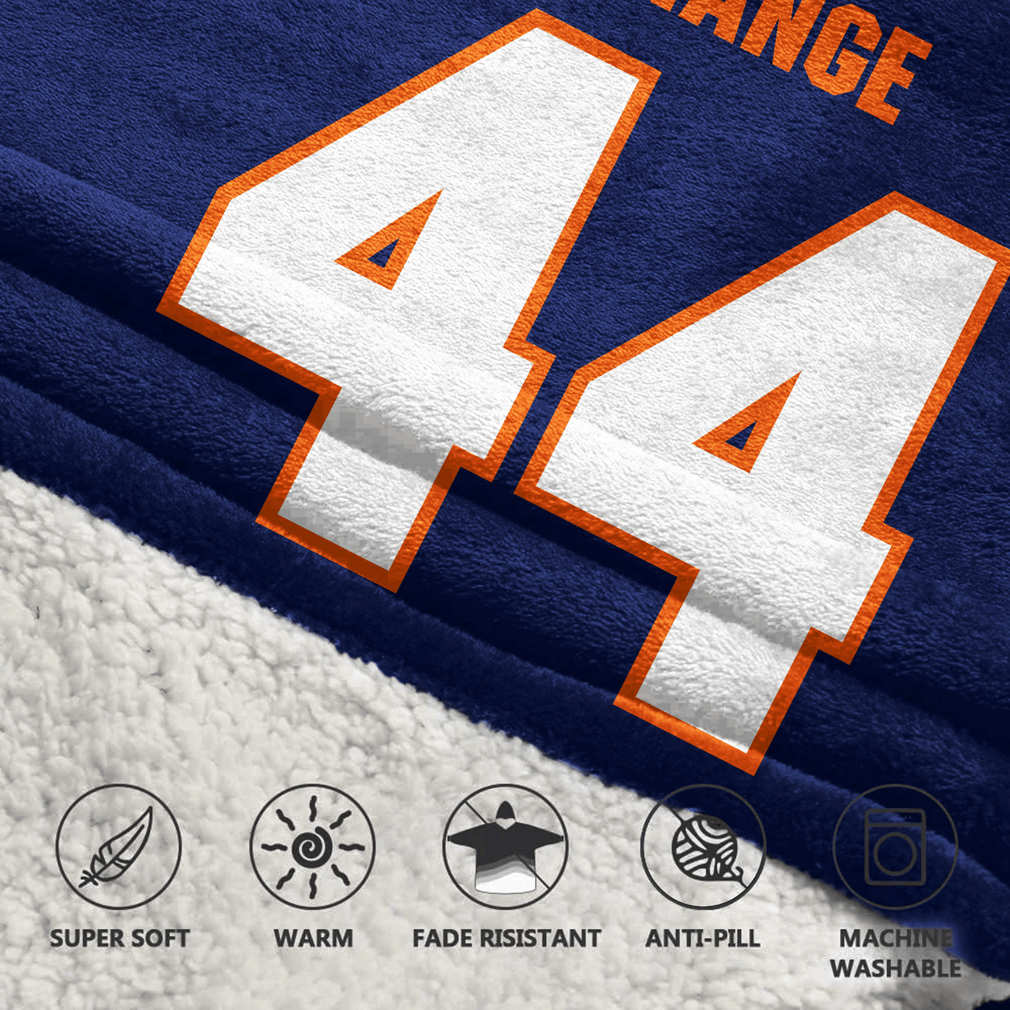 Adult #44 Navy Syracuse Football Unisex Blanket Hoodie