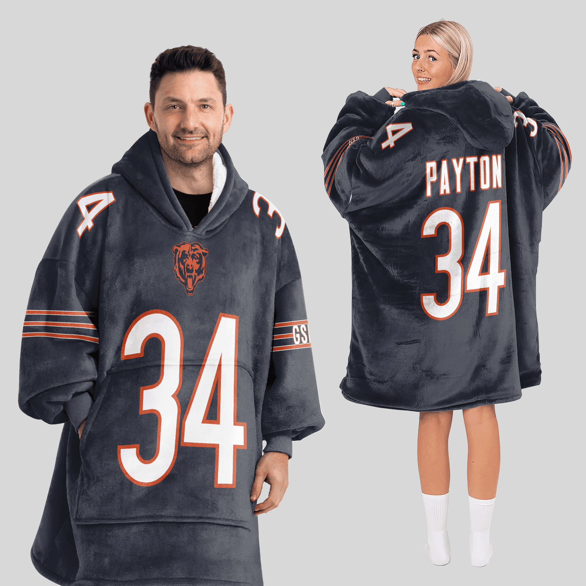 Adult 34 Chicago Football Unisex Blanket Hoodie