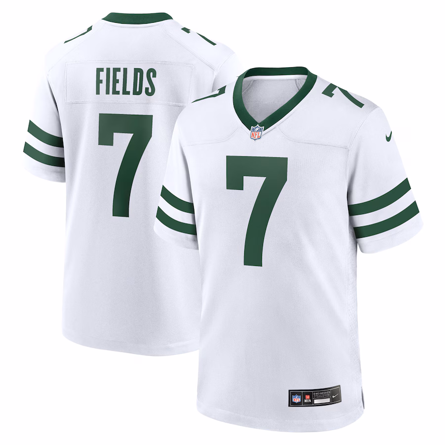 Men's New York Jets #7 Justin Fields Legacy White Game Jersey