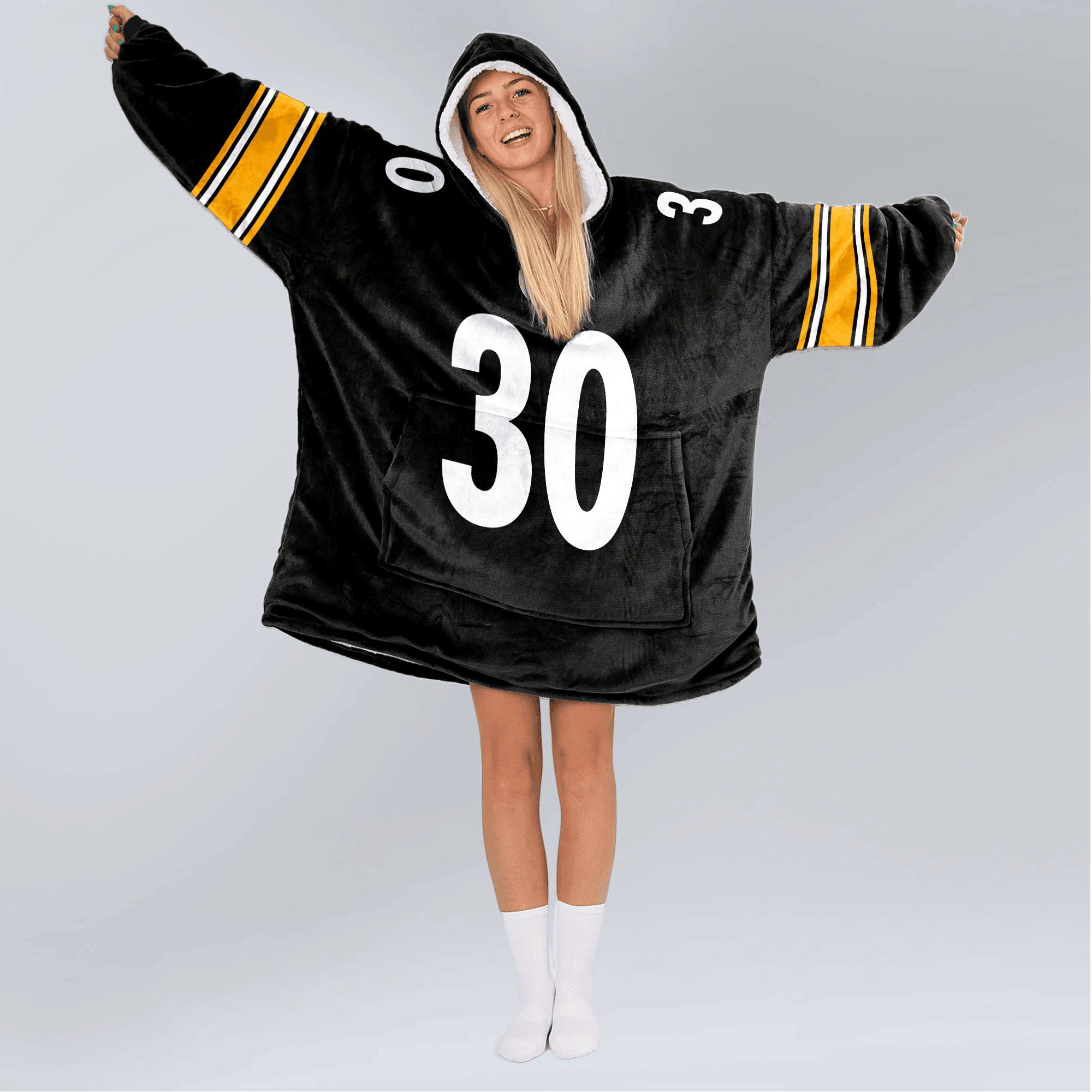 Adult 30 Pittsburgh Football Unisex Blanket Hoodie