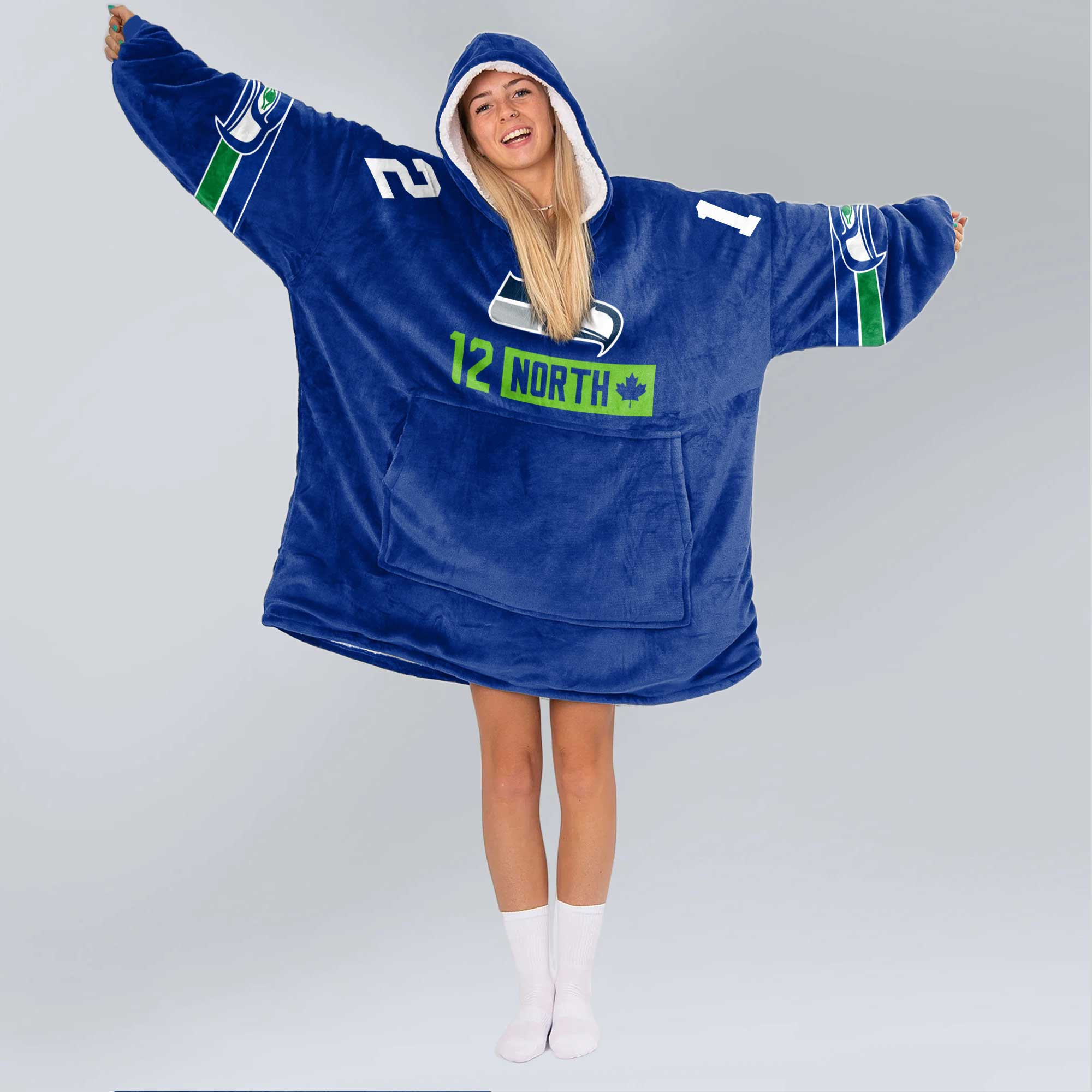Adult North 12 Seattle Football Unisex Blanket Hoodie