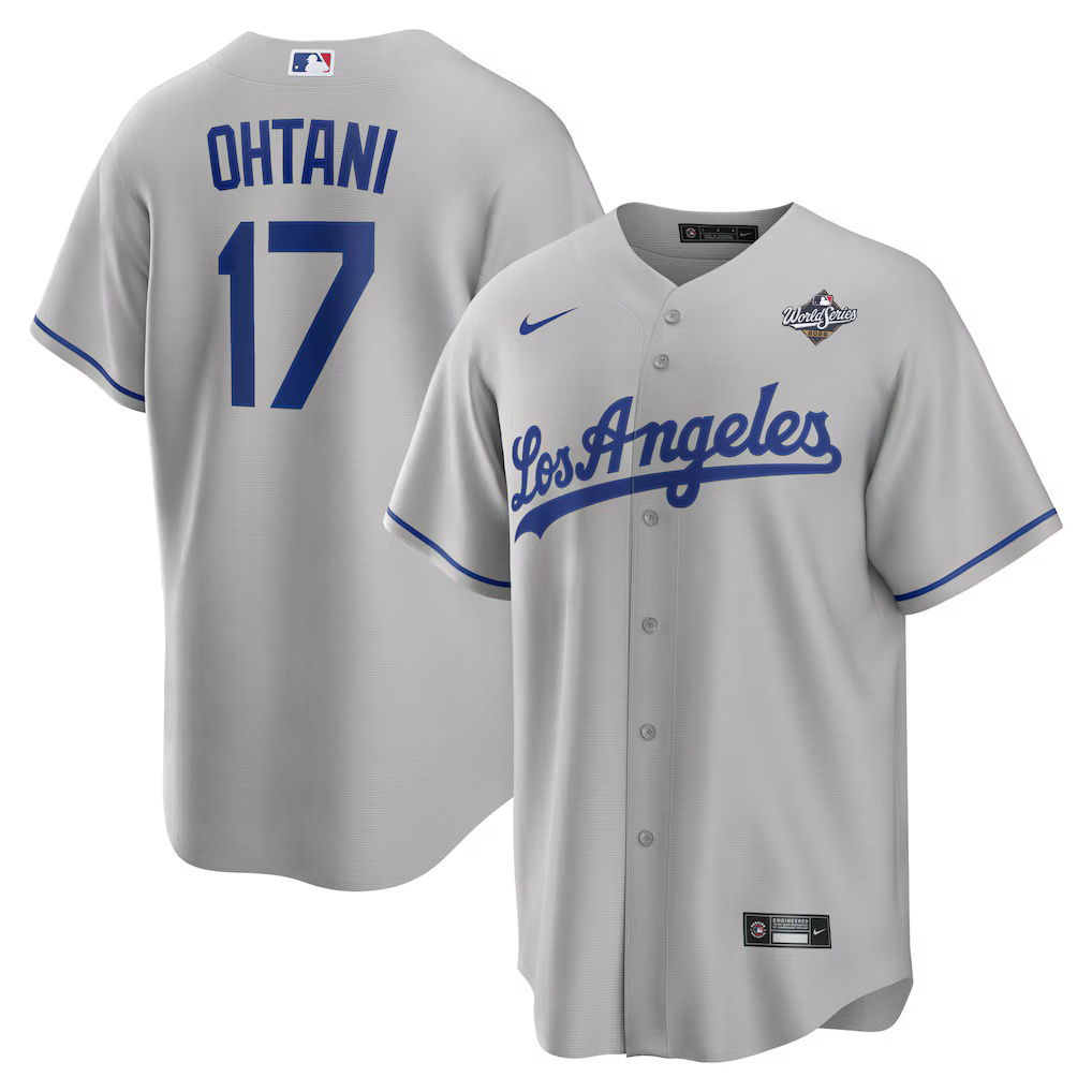 Shohei Ohtani #17 Los Angeles Dodgers 2025 World Series Away Replica Player Jersey - Gray