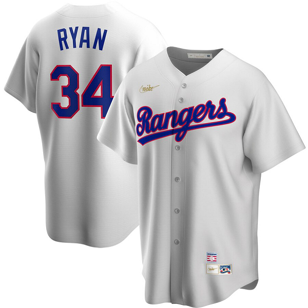 Men's  Texas Rangers #34 Nolan Ryan Home Cooperstown Collection Player White MLB Jersey