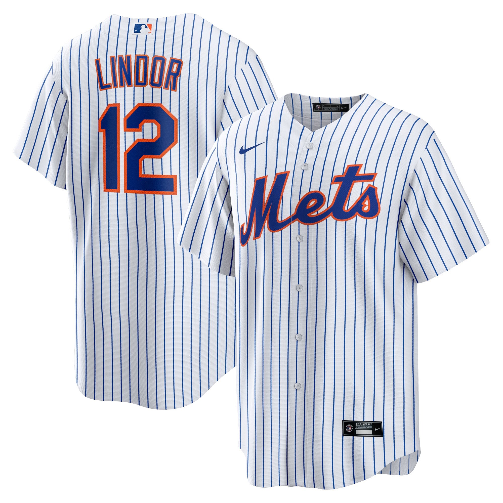 Men's New York Mets Francisco Lindor  White Home Replica Player Jersey