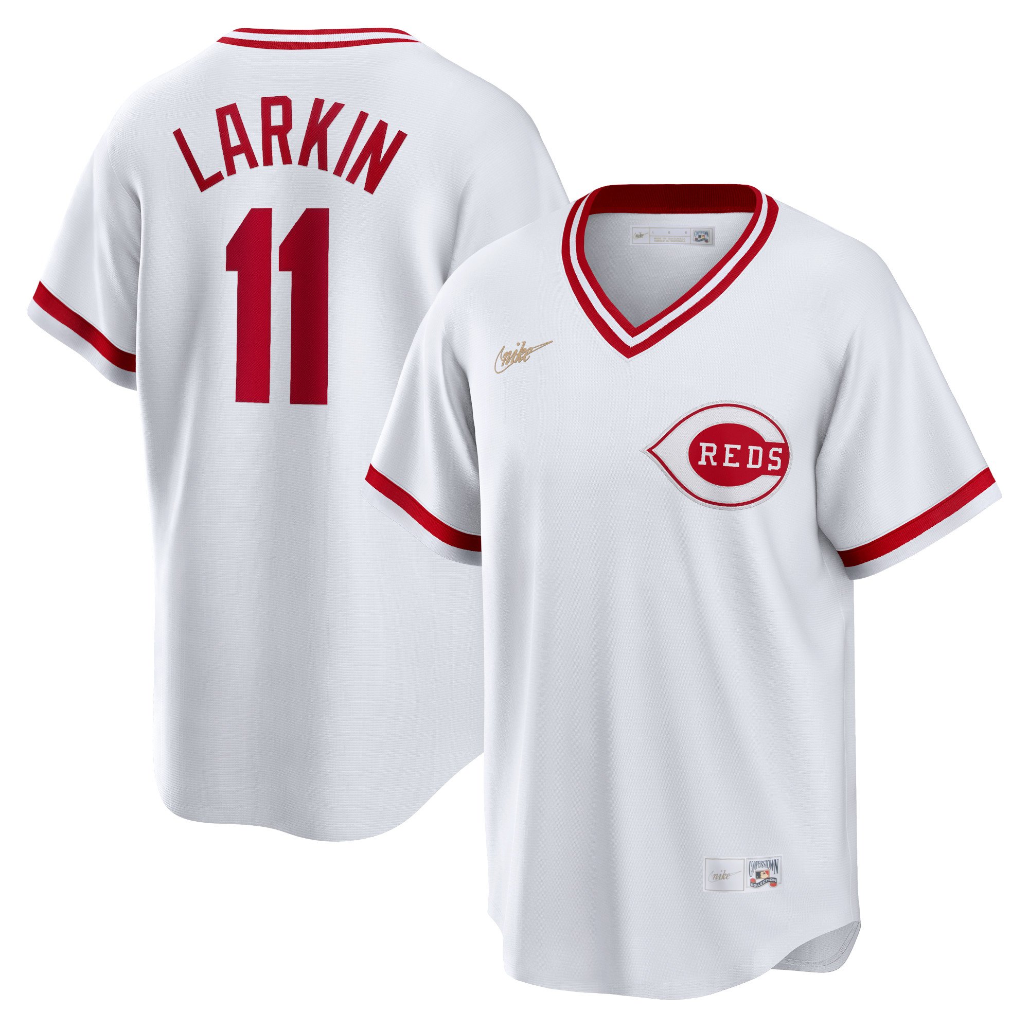 Men's Cincinnati Reds Barry Larkin  White Home Cooperstown Collection Player Jersey