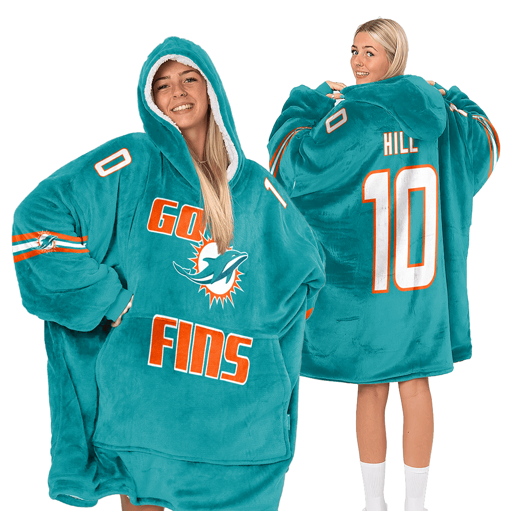 Go Fins T.H 10 Miami Football Unisex Blanket Hoodie