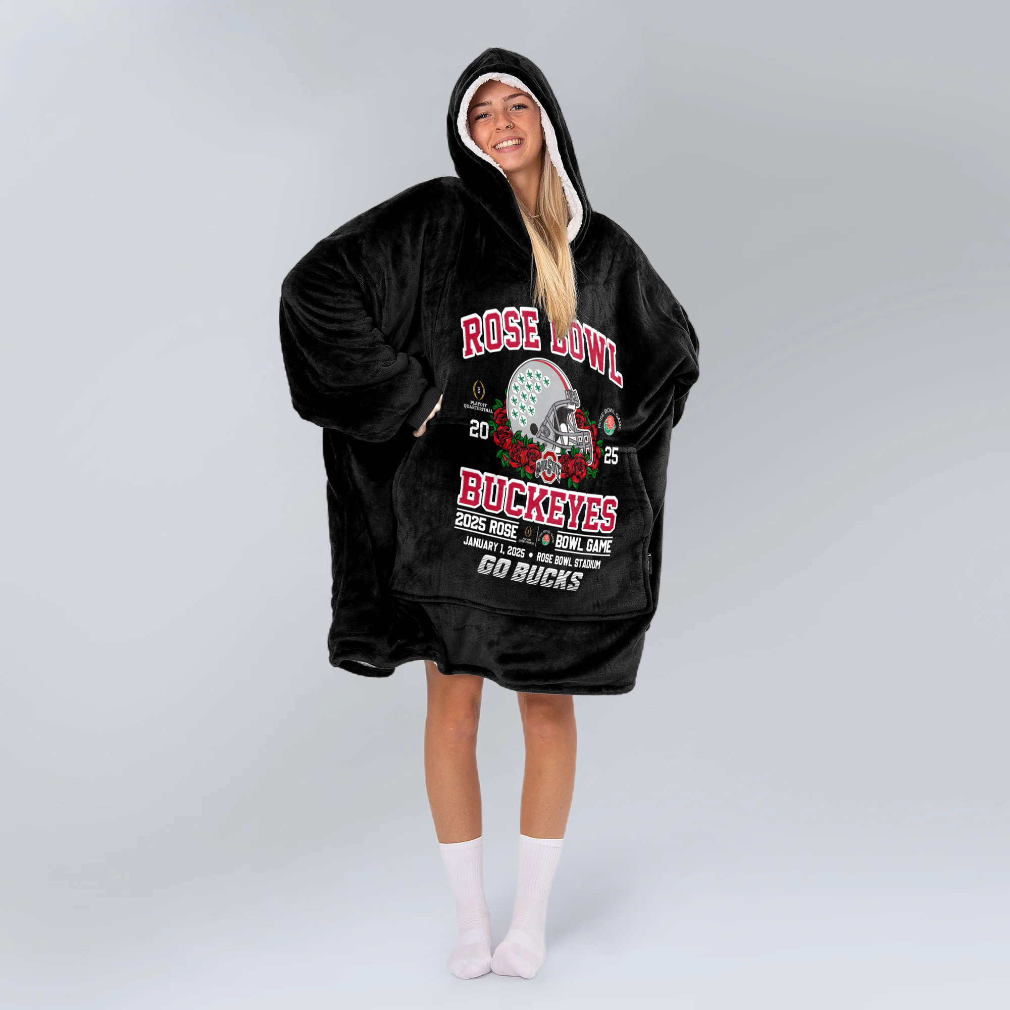 Adult Champions Ohio State Football Unisex Blanket Hoodie