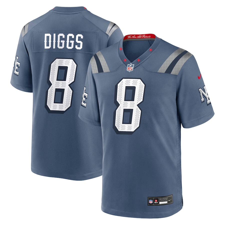 Stefon Diggs #8 New England Patriots 2025 Rivalries Collection Game Jersey - Storm Blue