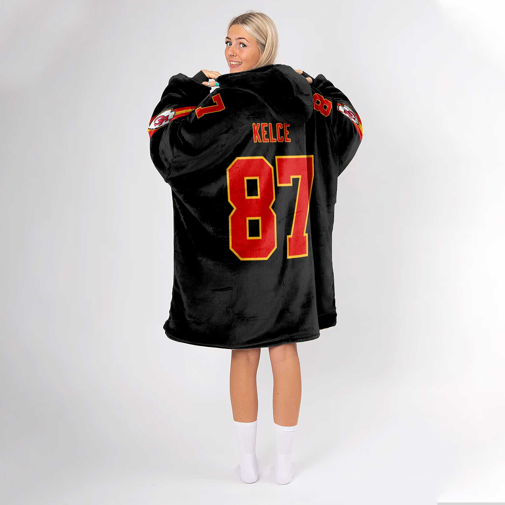Adult 87 Kansas City Football Unisex Blanket Hoodie