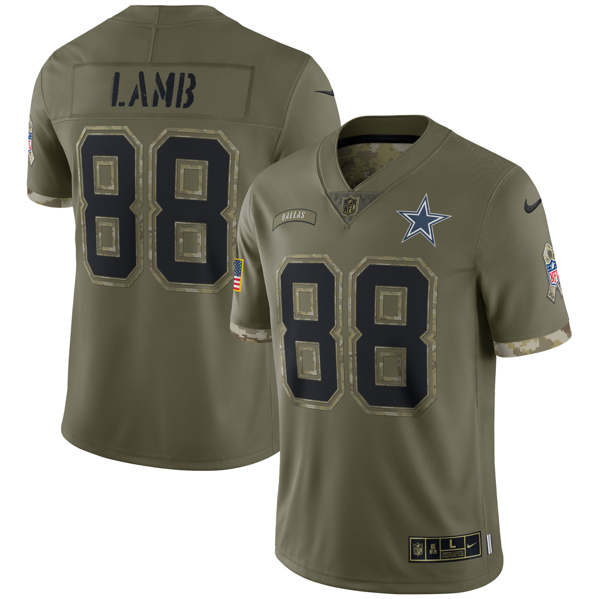 CeeDee Lamb Dallas Cowboys  2022 Salute To Service Limited Jersey - Olive