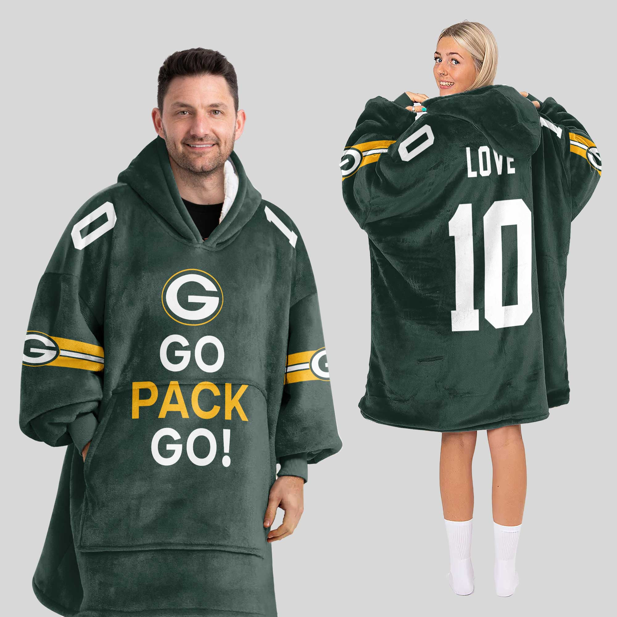 Go Pack Go! Green Bay Football Unisex Blanket Hoodie