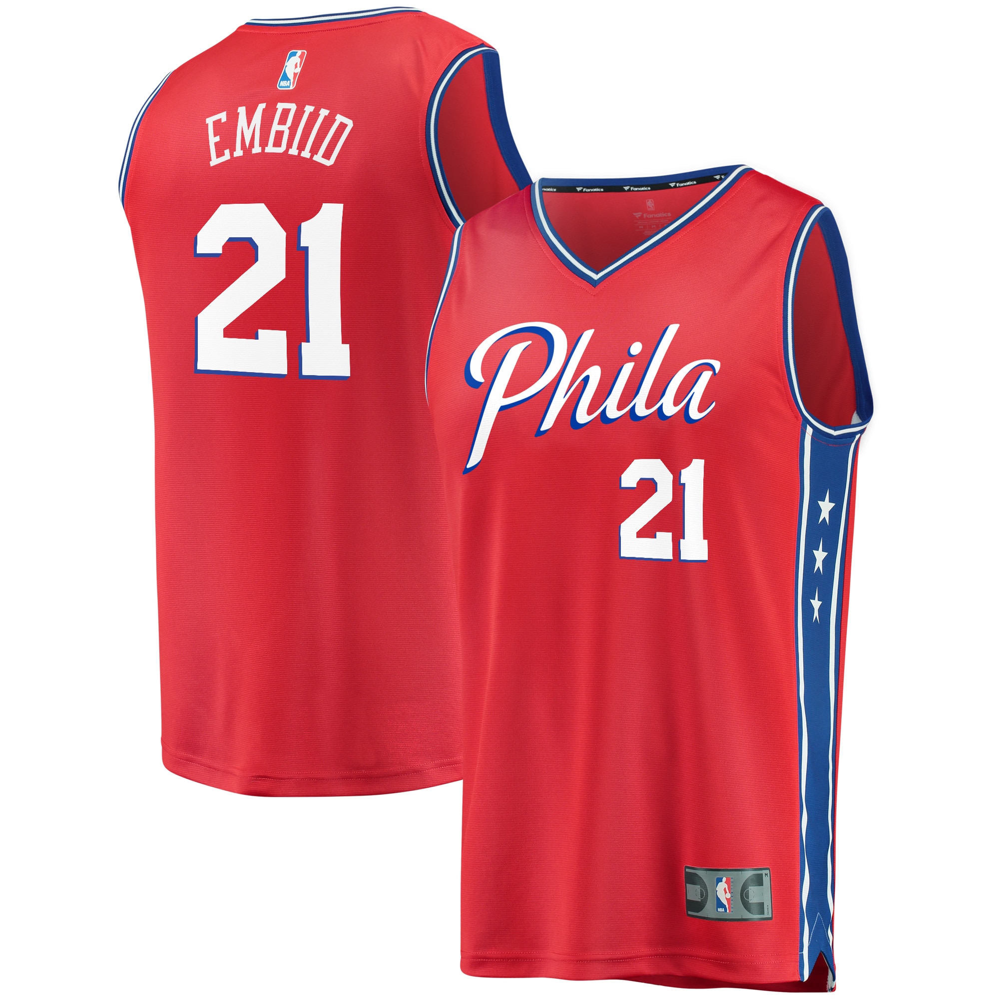 Joel Embiid Philadelphia 76ers  Youth 2019/20 Fast Break Replica Player Team Jersey - Statement Edition - Red