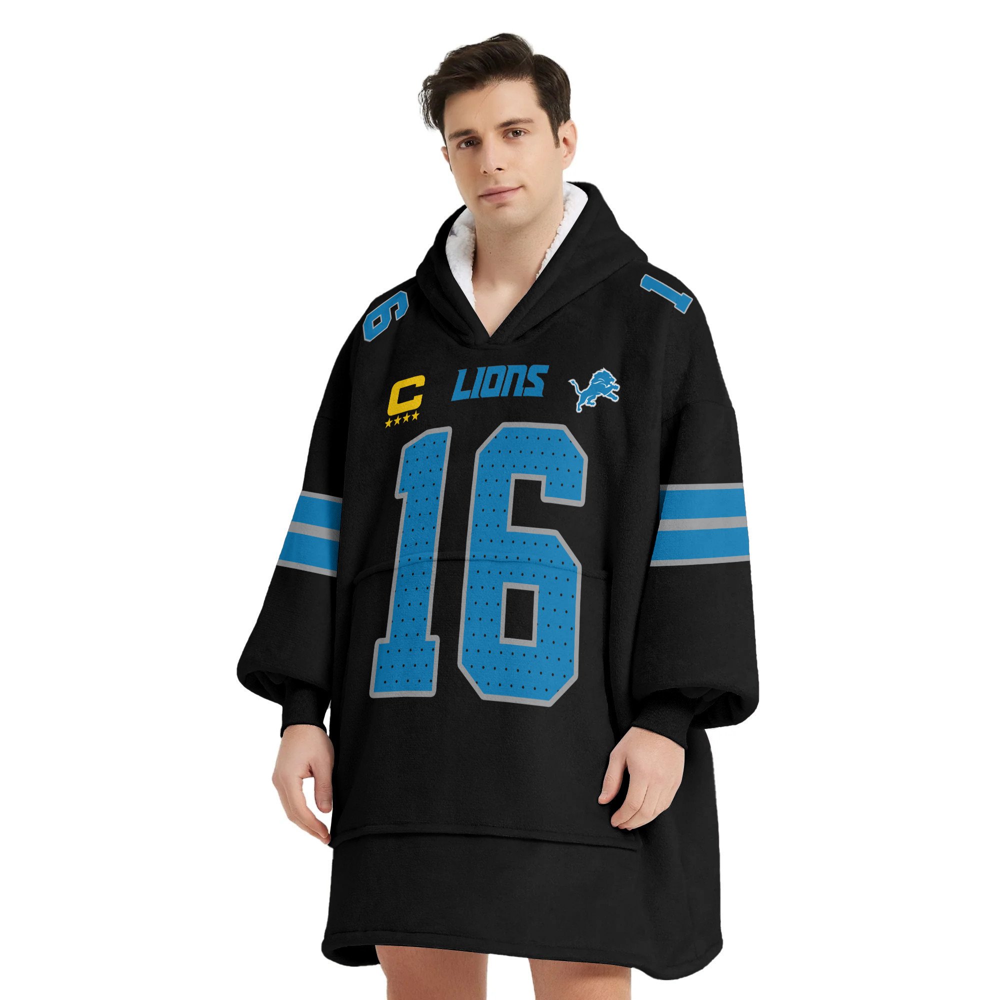 Adult J G 16 Detroit Lions Football Unisex Blanket Hoodie