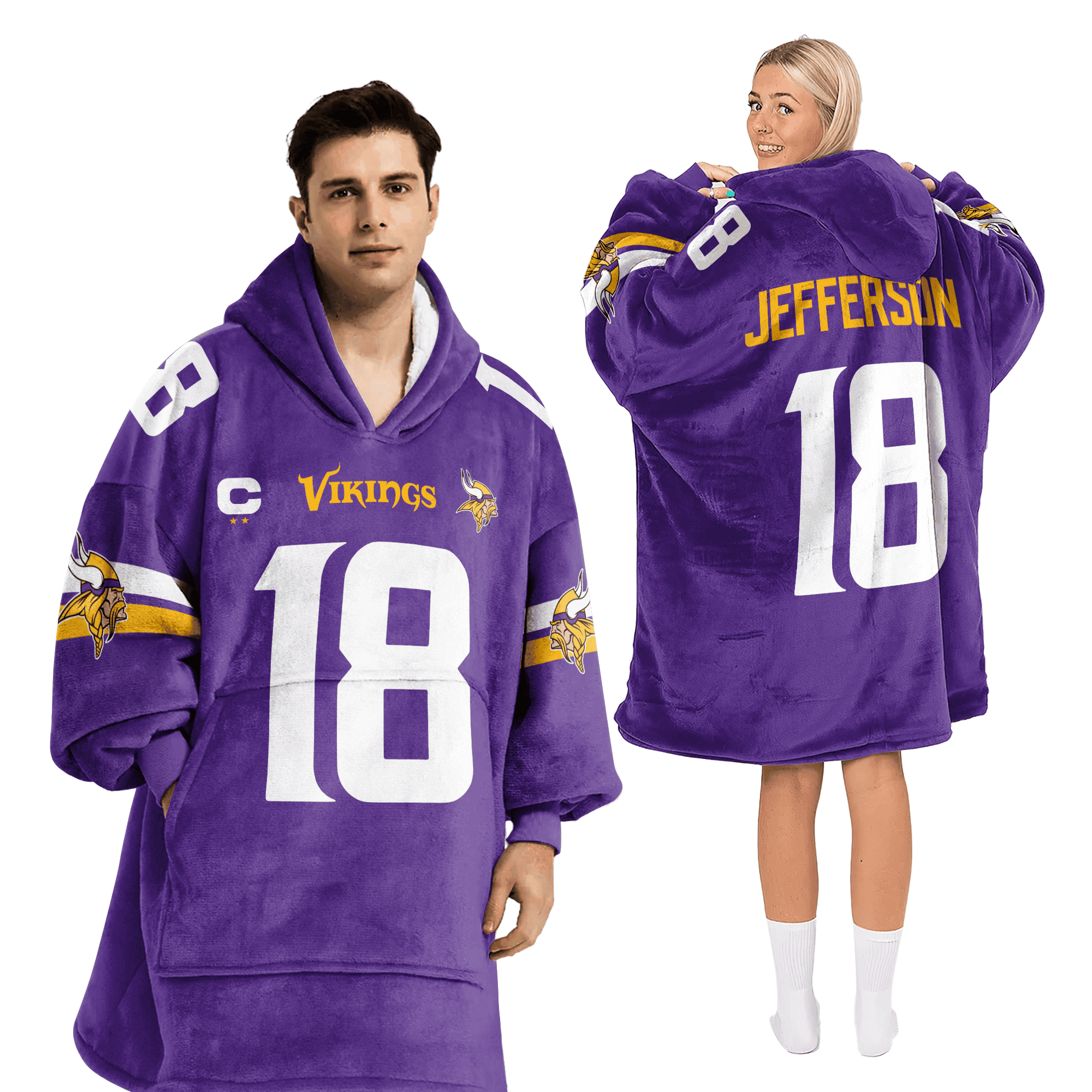 Adult Captain 18 Minnesota Football Unisex Blanket Hoodie