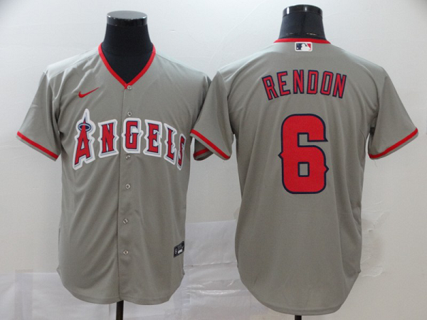 Men's Los Angeles Angels #6 Anthony Rendon Gray Stitched MLB Cool Base  Jersey