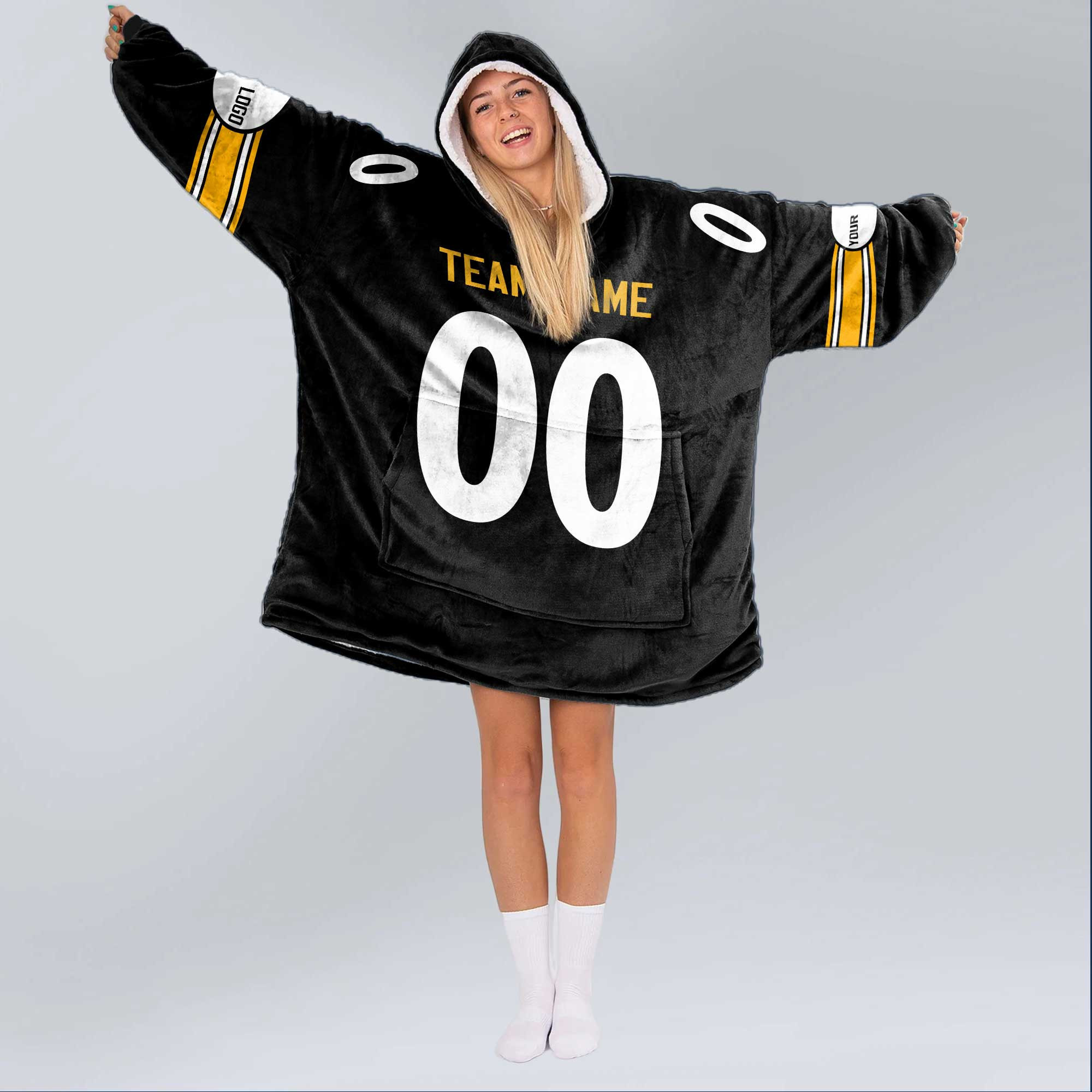 Adult Custom Blanket Hoodie Pittburgh Inspired Color