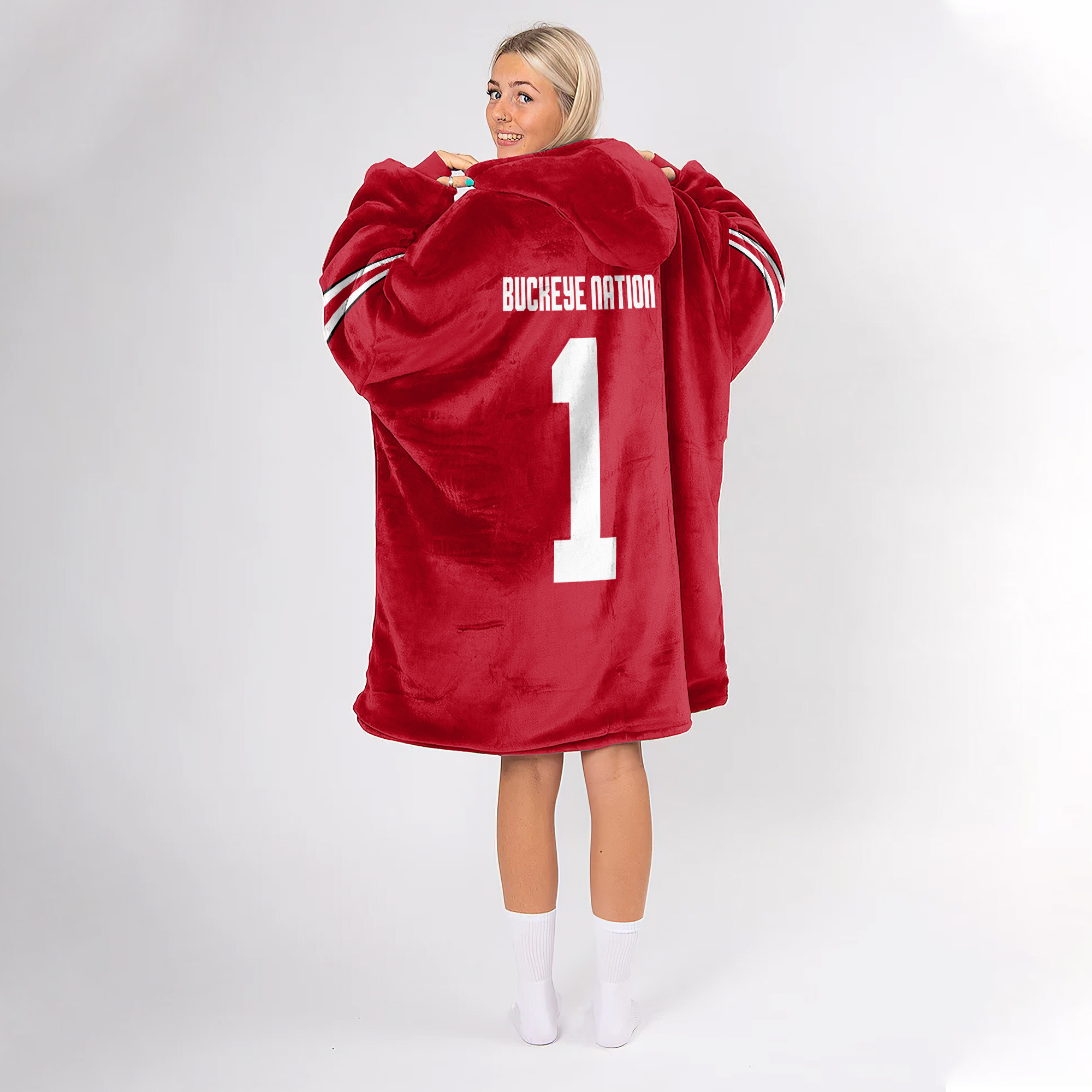 Adult #1 Ohio State Football Unisex Blanket Hoodie