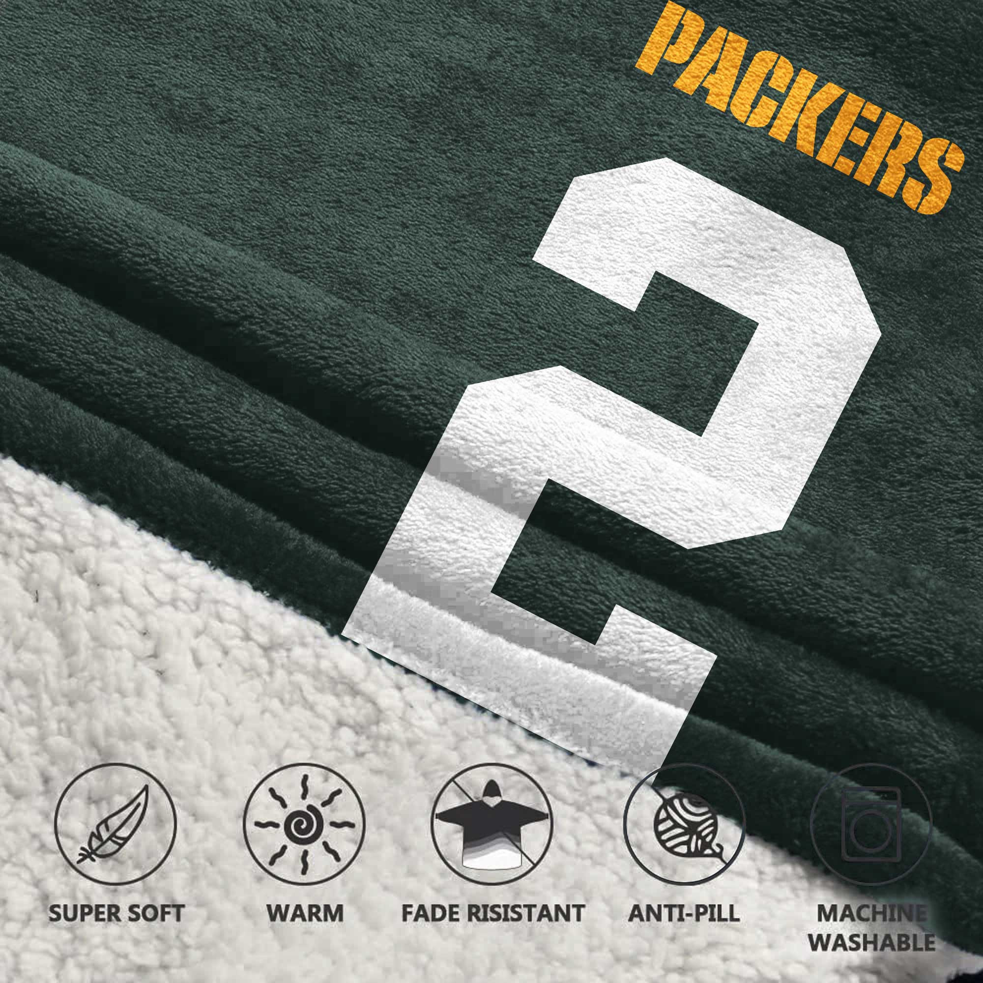 Adult 2 Green Bay Football Unisex Blanket Hoodie