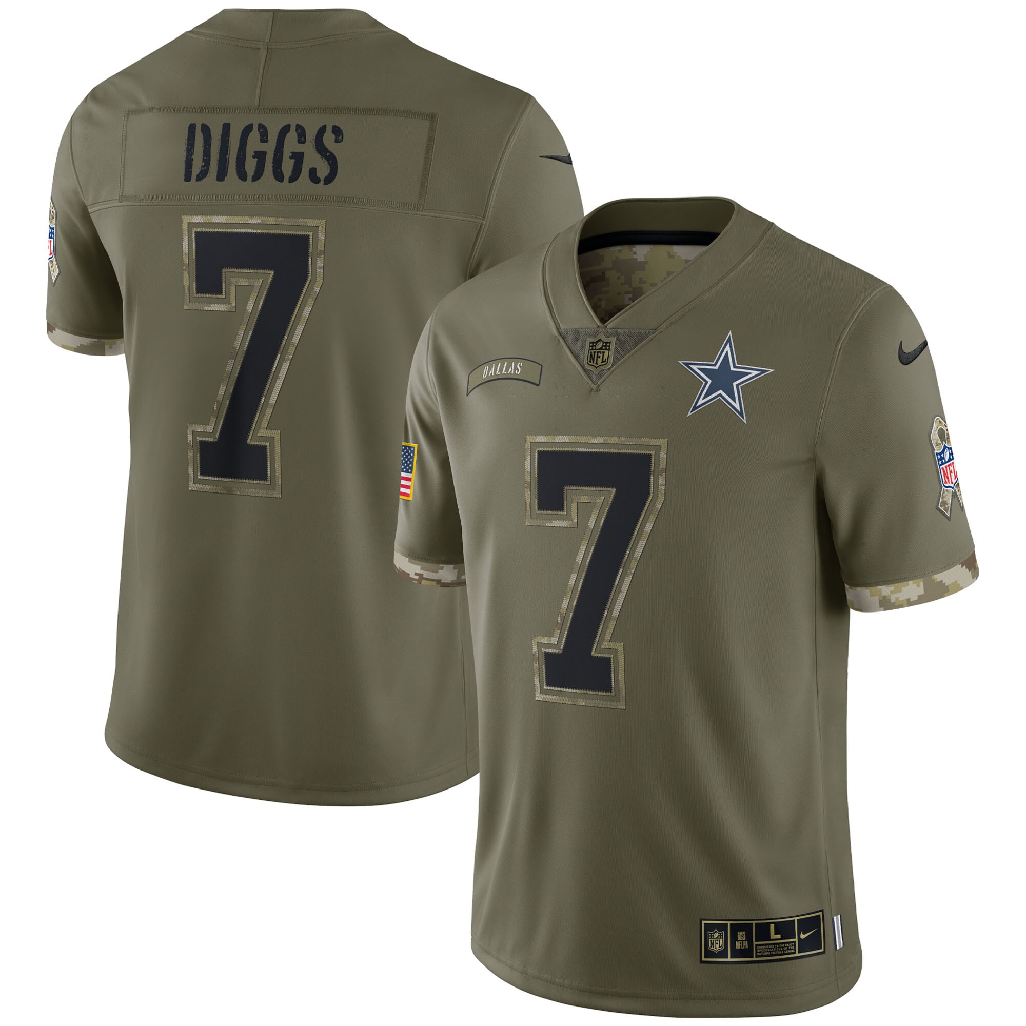 Trevon Diggs Dallas Cowboys  2022 Salute To Service Limited Jersey - Olive
