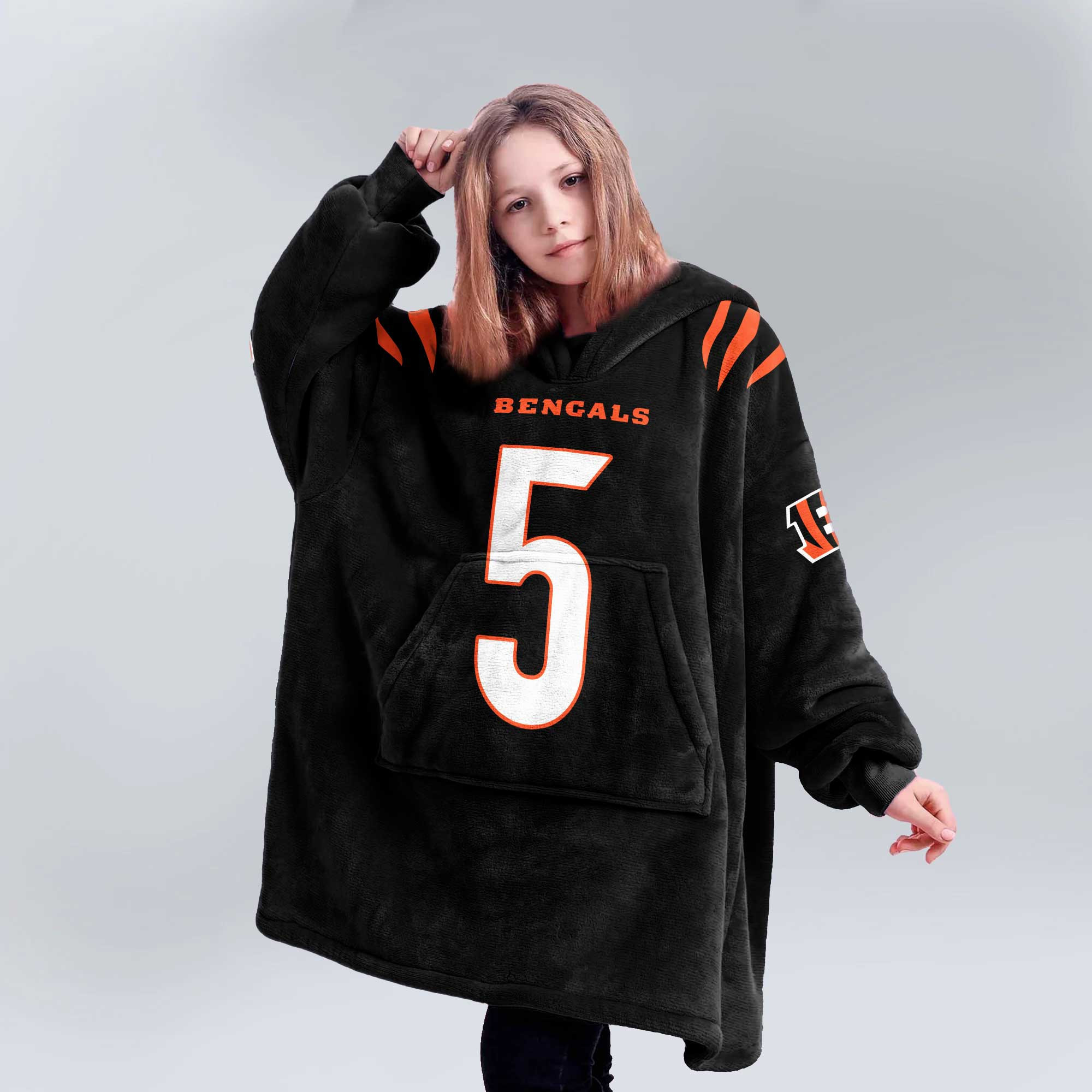 Kid 5 Cincinnati Football Unisex Blanket Hoodie