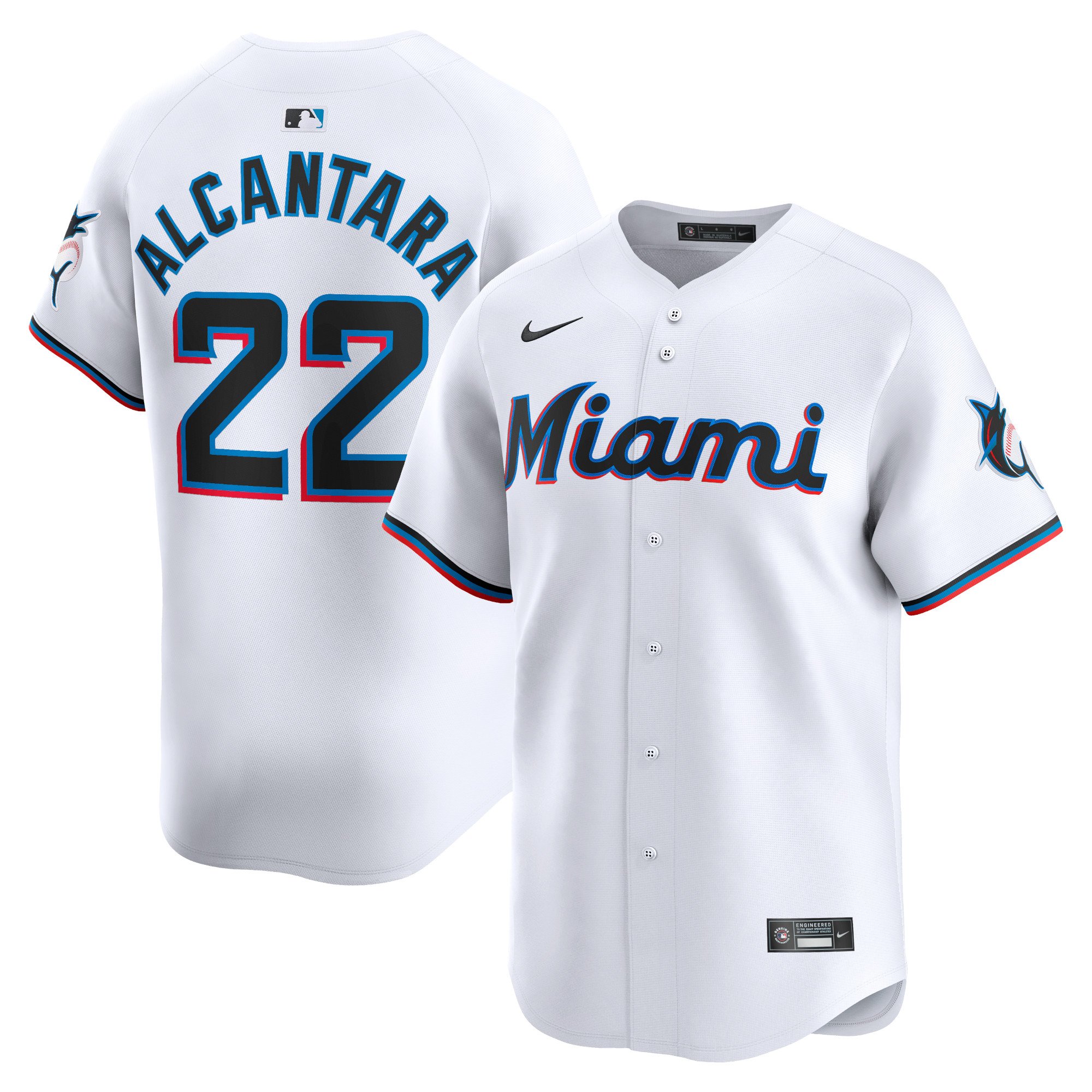 Men's Miami Marlins Sandy Alcantara  White Home Limited Player Jersey