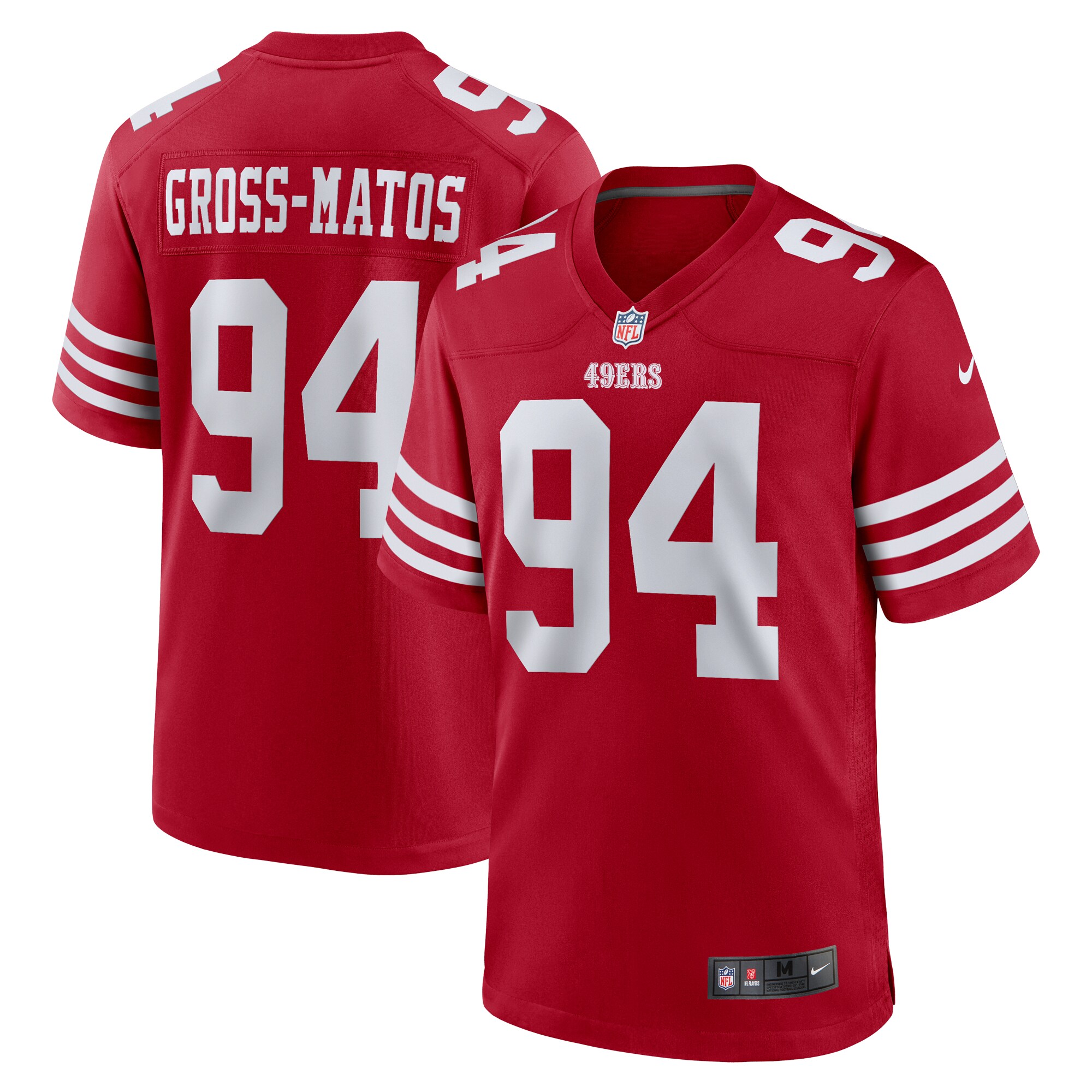 Yetur Gross-Matos San Francisco 49ers Team Game Jersey -  Scarlet