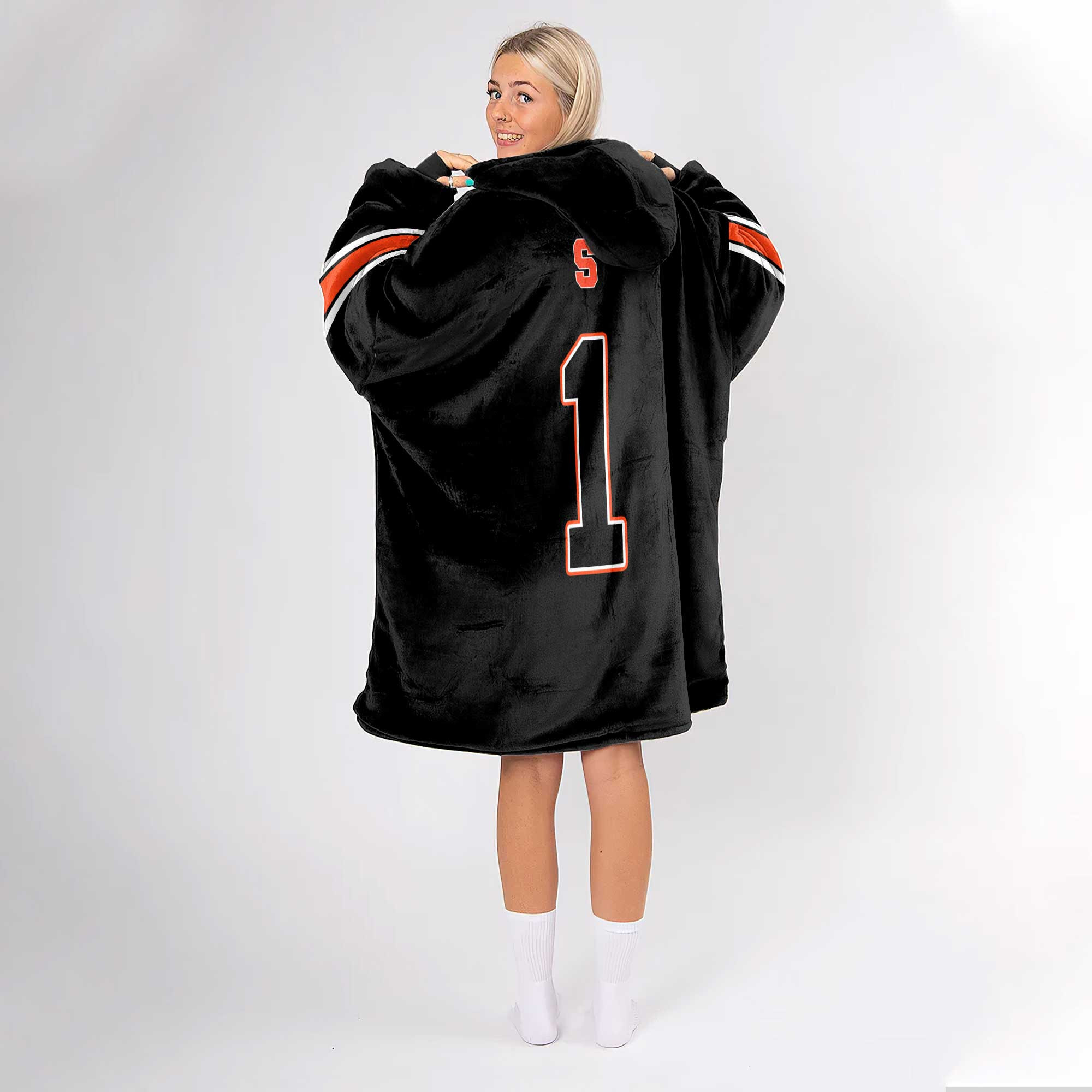 Adult #1 Syracuse Football Unisex Blanket Hoodie