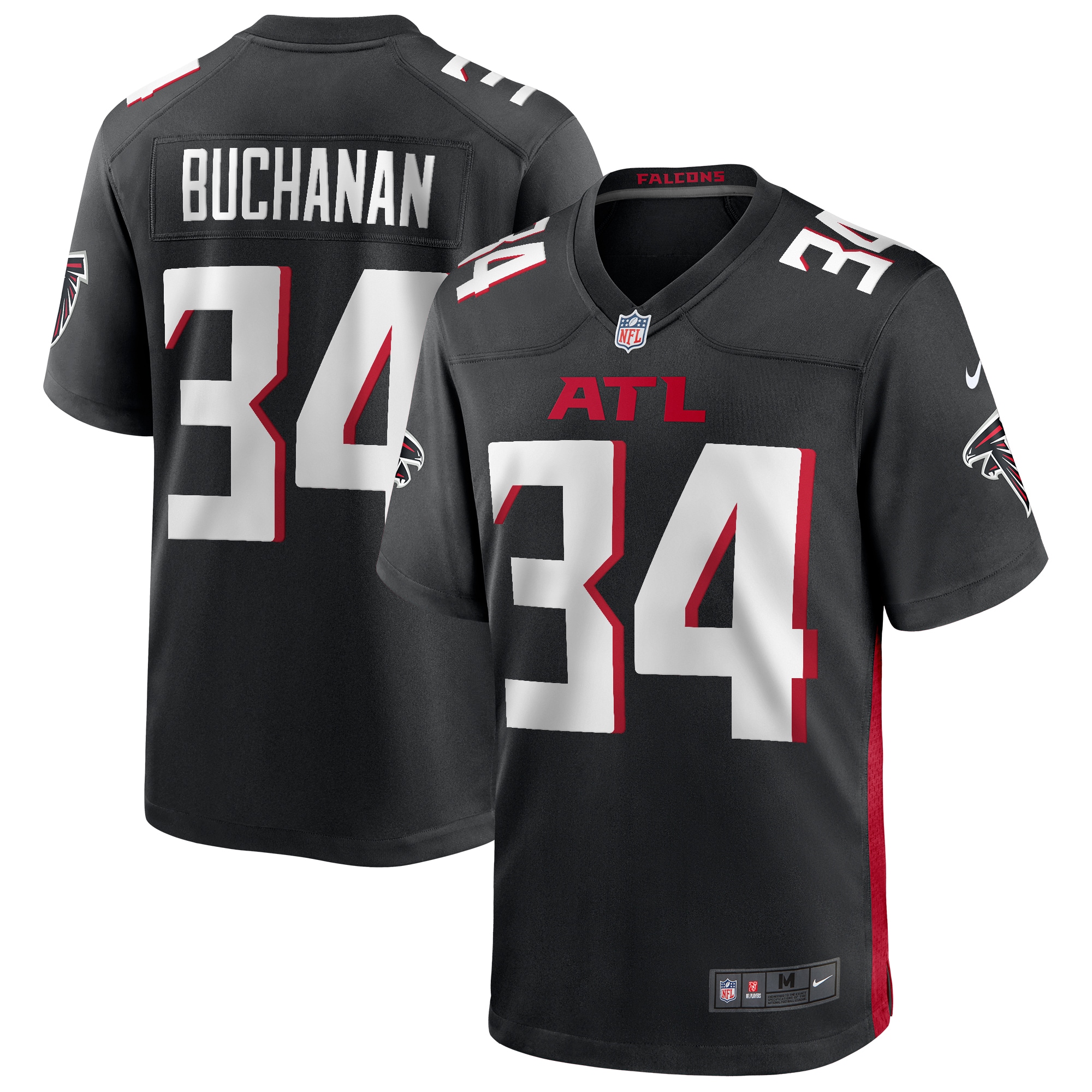 Ray Buchanan Atlanta Falcons Game Retired Player Jersey - Black