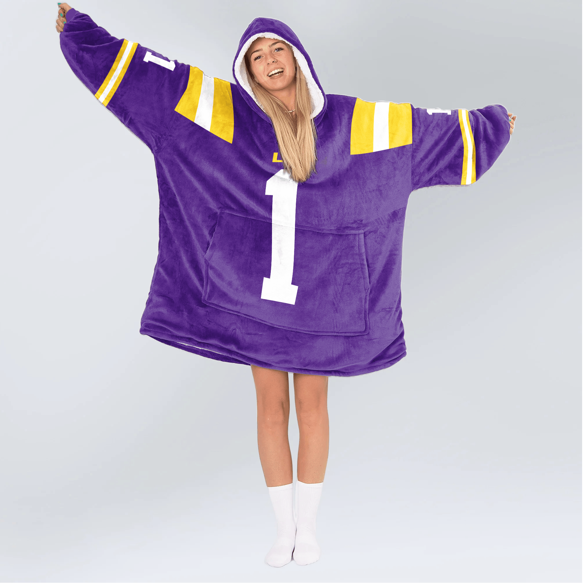 Adult #1 LSU Football Unisex Blanket Hoodie