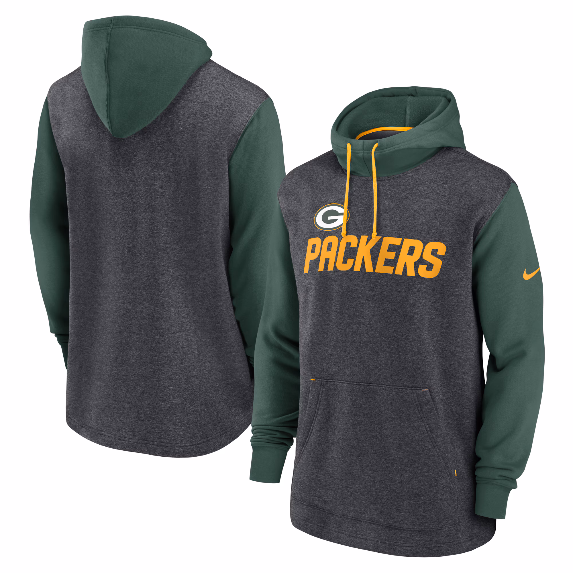 Green Bay Packers Surrey Legacy Pullover Hoodie - Heathered Charcoal/Green