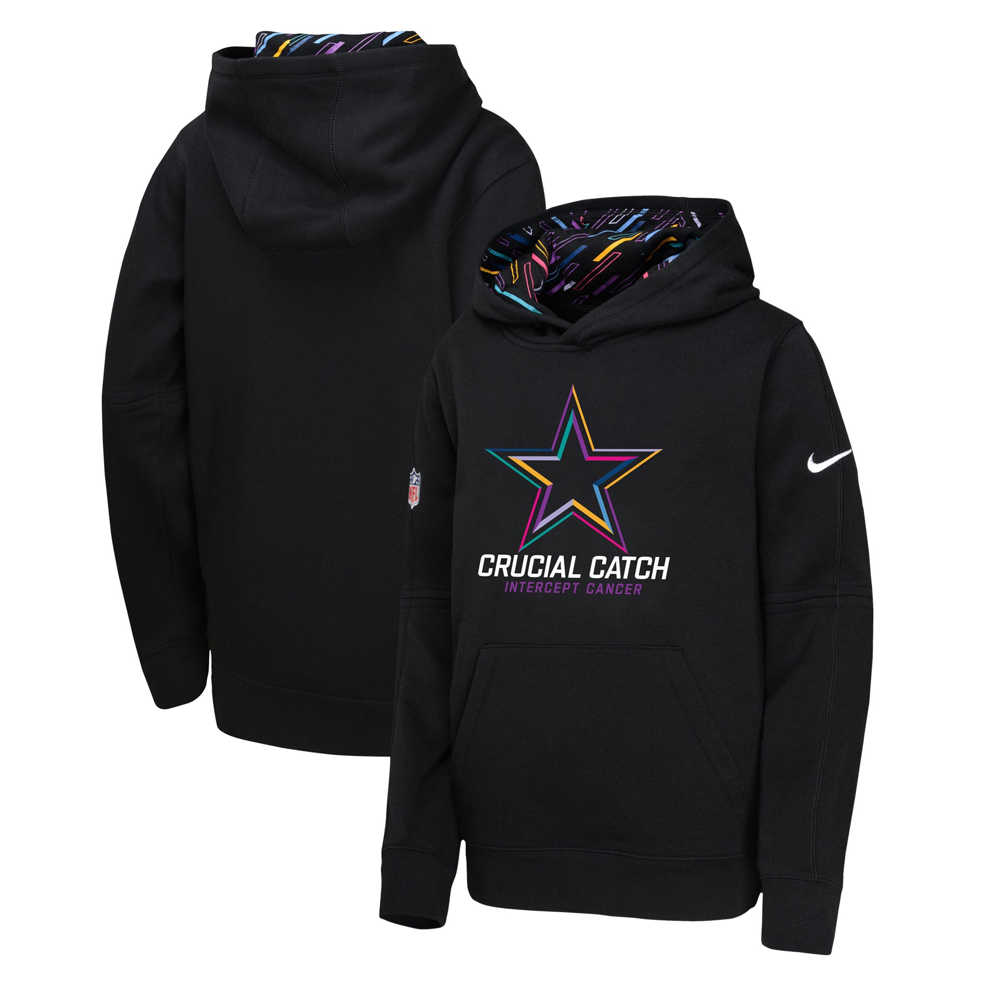 Dallas Cowboys Youth 2024 NFL Crucial Catch Pullover Hoodie - Black